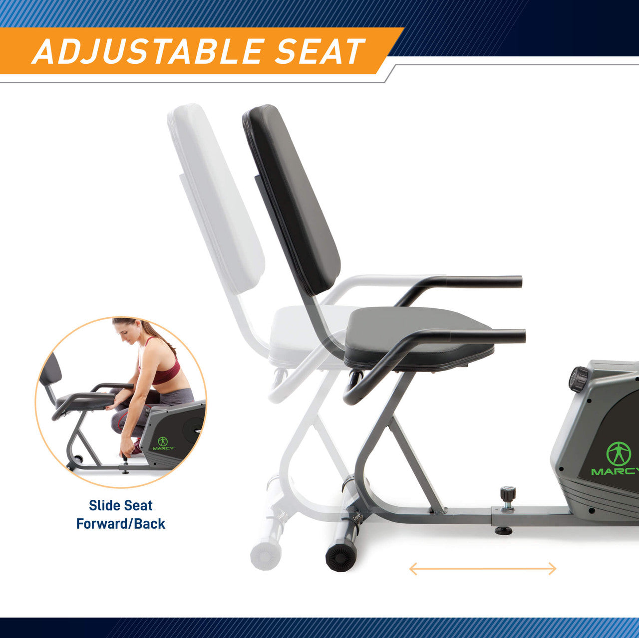 Marcy Recumbent Exercise Bike with Adjustable Magnetic Resistance - NS 1206R | Home Gym Equipment for Low-Impact Cardio Workouts & Physical Therapy