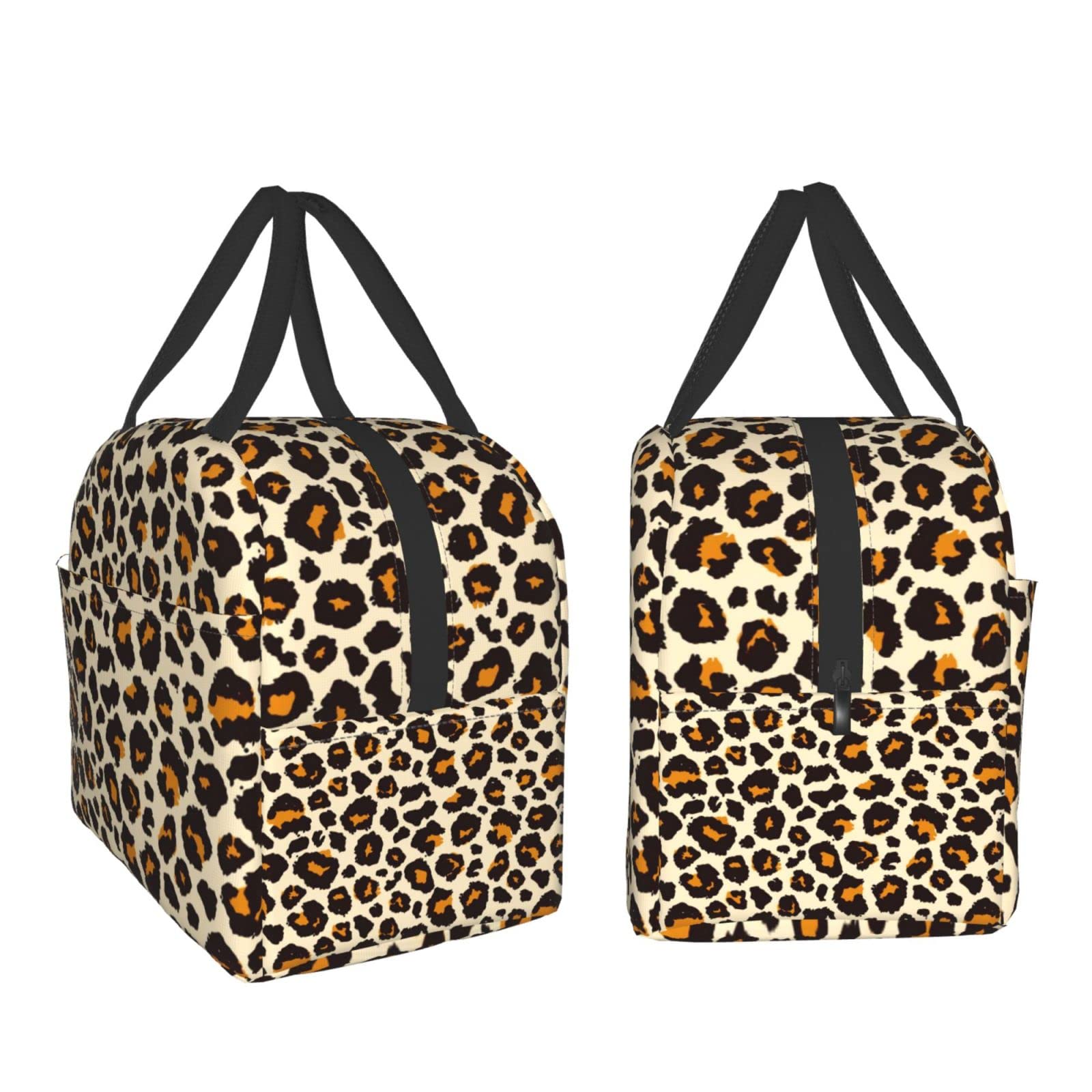 Leopard Print Insulated Lunch Bag for Women - Portable, Leakproof & Thermal Cooler Lunch Box - Reusable Cheetah Design Lunchbox for Office, Work, Picnic, Beach & Outdoor Activities