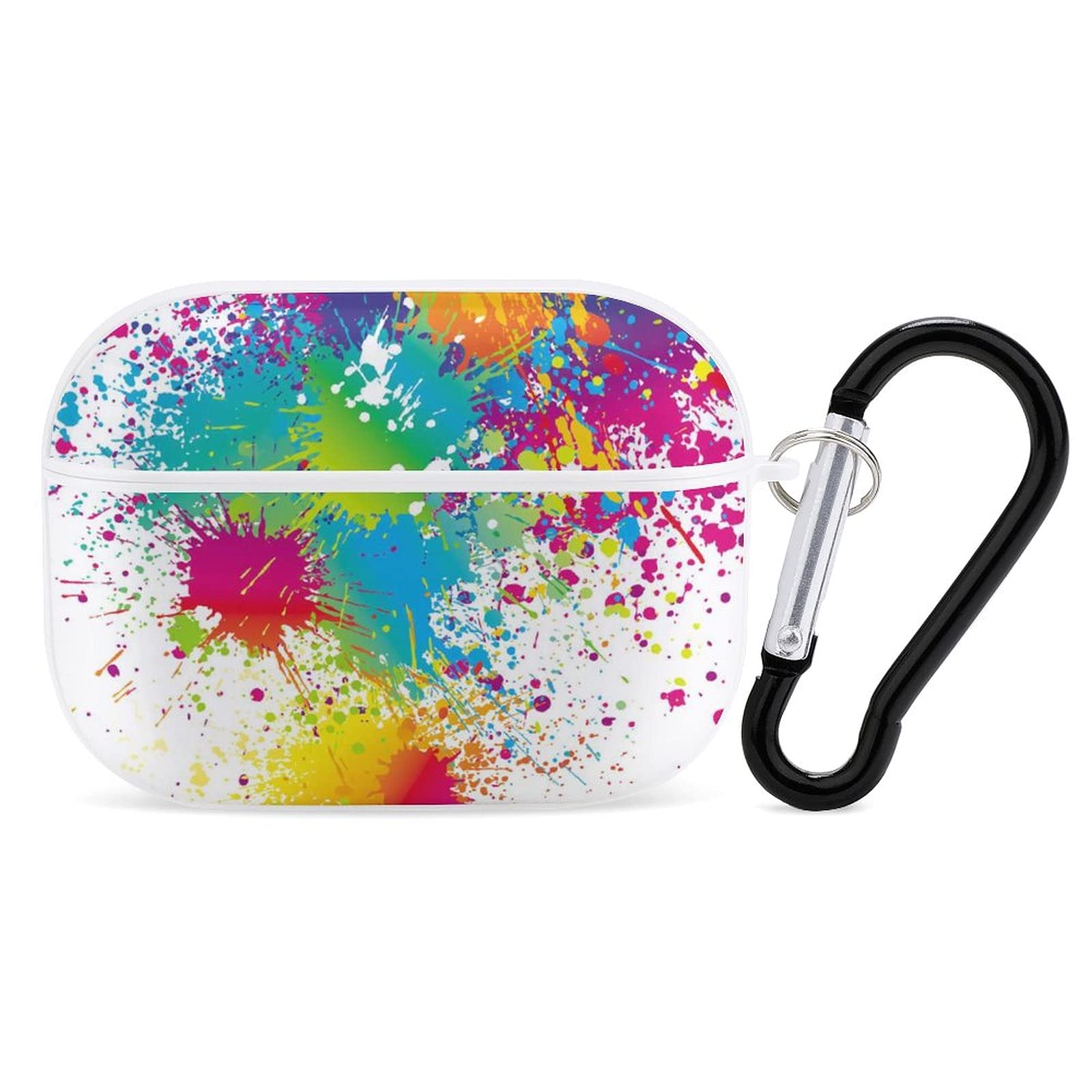 Funny Paint Drop Splatter Colorful Pattern Apple AirPods Pro Case Cover with Keychain - Shockproof Protective Wireless Charging Case for AirPods Pro - Perfect for Travel, Workout & Daily Use