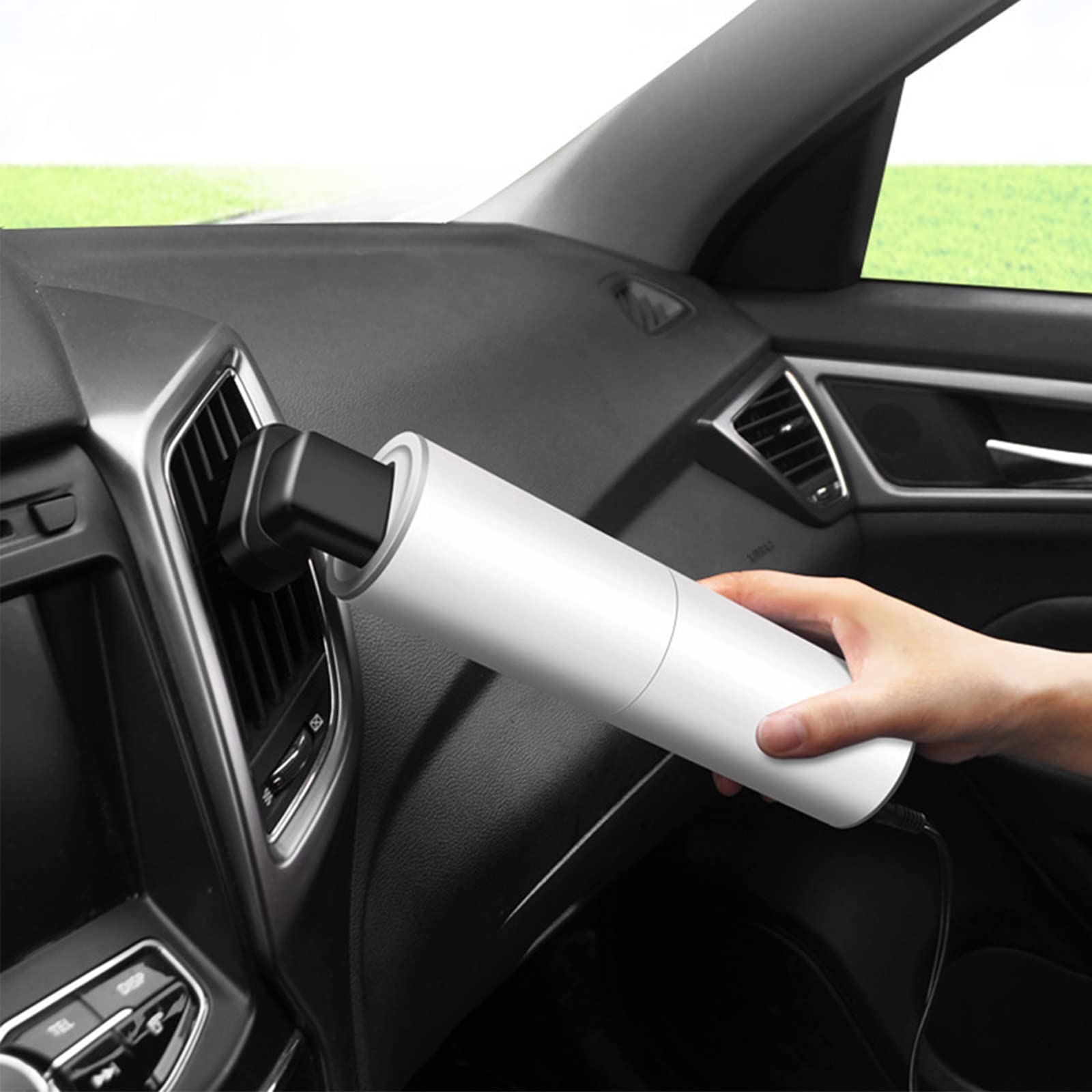 Portable Handheld Car Vacuum Cleaner - 12V Corded Mini Vacuum with Attachments for Car, Home & Office - Compact Auto Lighter Powered Car Cleaning Kit (White) - Perfect for Quick Spills, Pet Hair & Car Detailing
