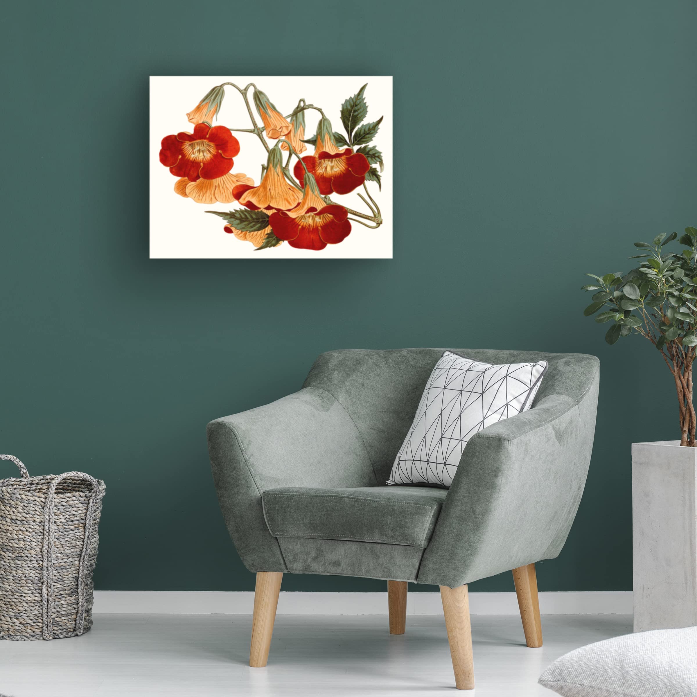 Striking Coral Botanicals IV Canvas Wall Art by Curtis - Modern Floral Home Decor for Living Room, Bedroom & Office