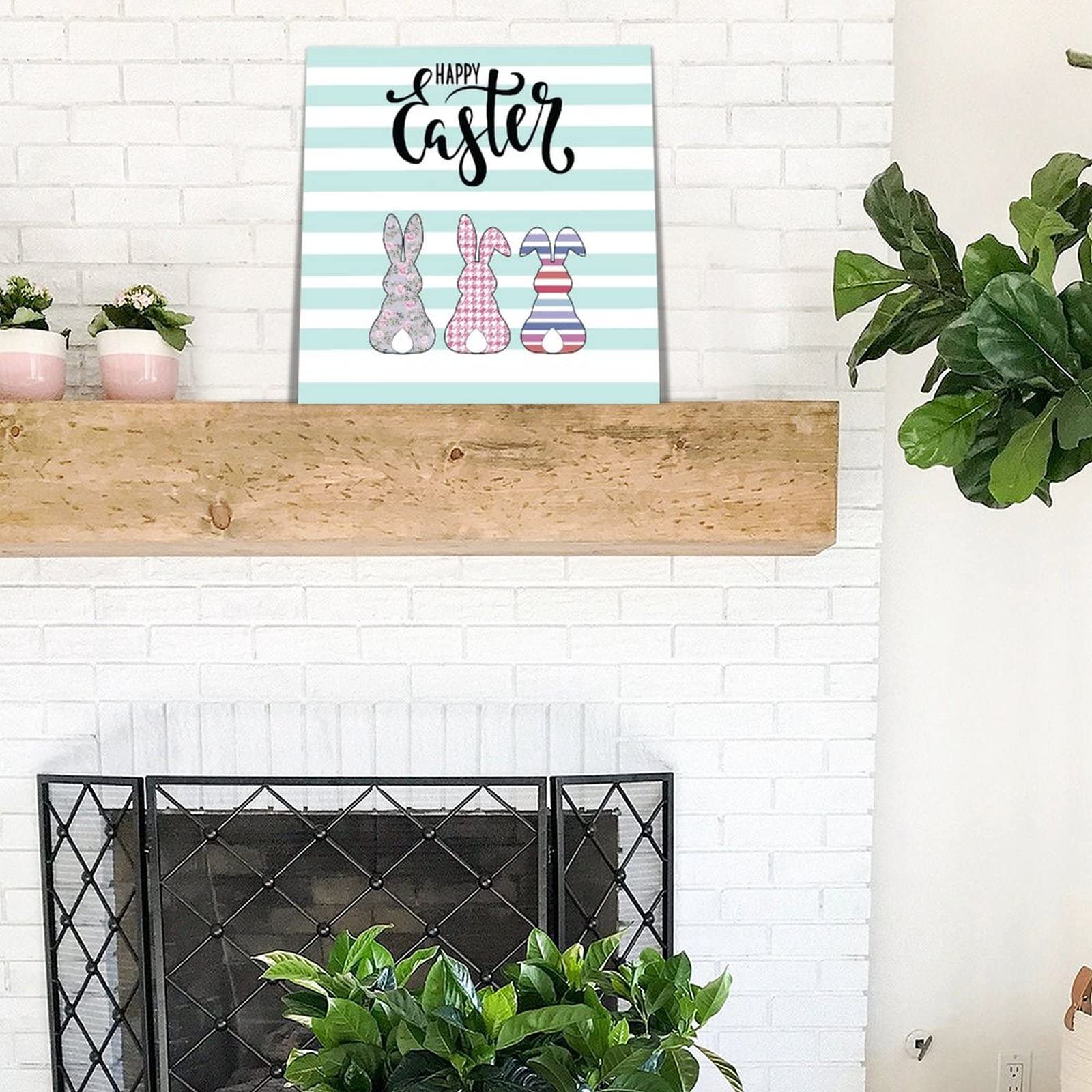Rustic Wooden Wall Decor - 10x10 Inch Easter Wreath Hanging Sign for Porch, Tree & Home Decoration | Perfect for Spring Decor, Farmhouse Style & Holiday Gift Giving