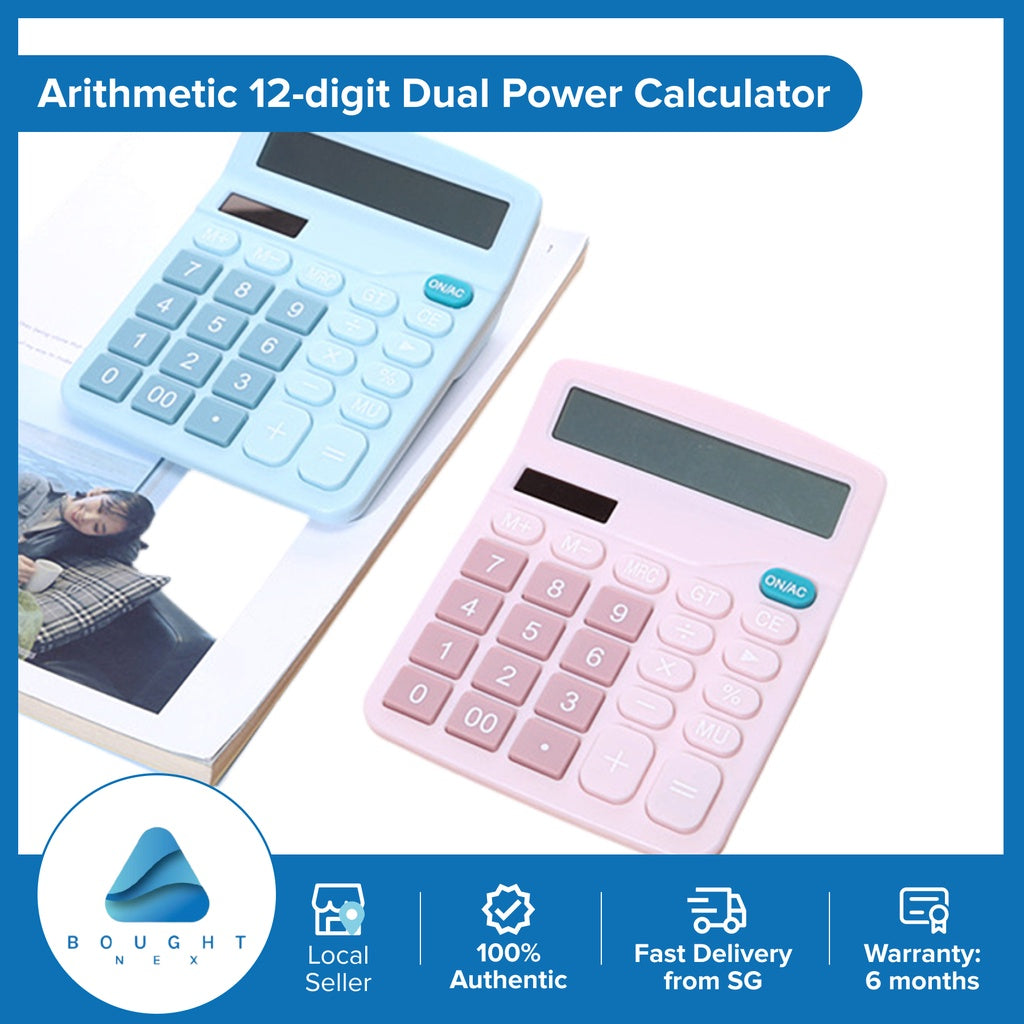 12-Digit Dual Power Large Screen Calculator with Solar & Battery - Perfect for Office, School, and Financial Calculations