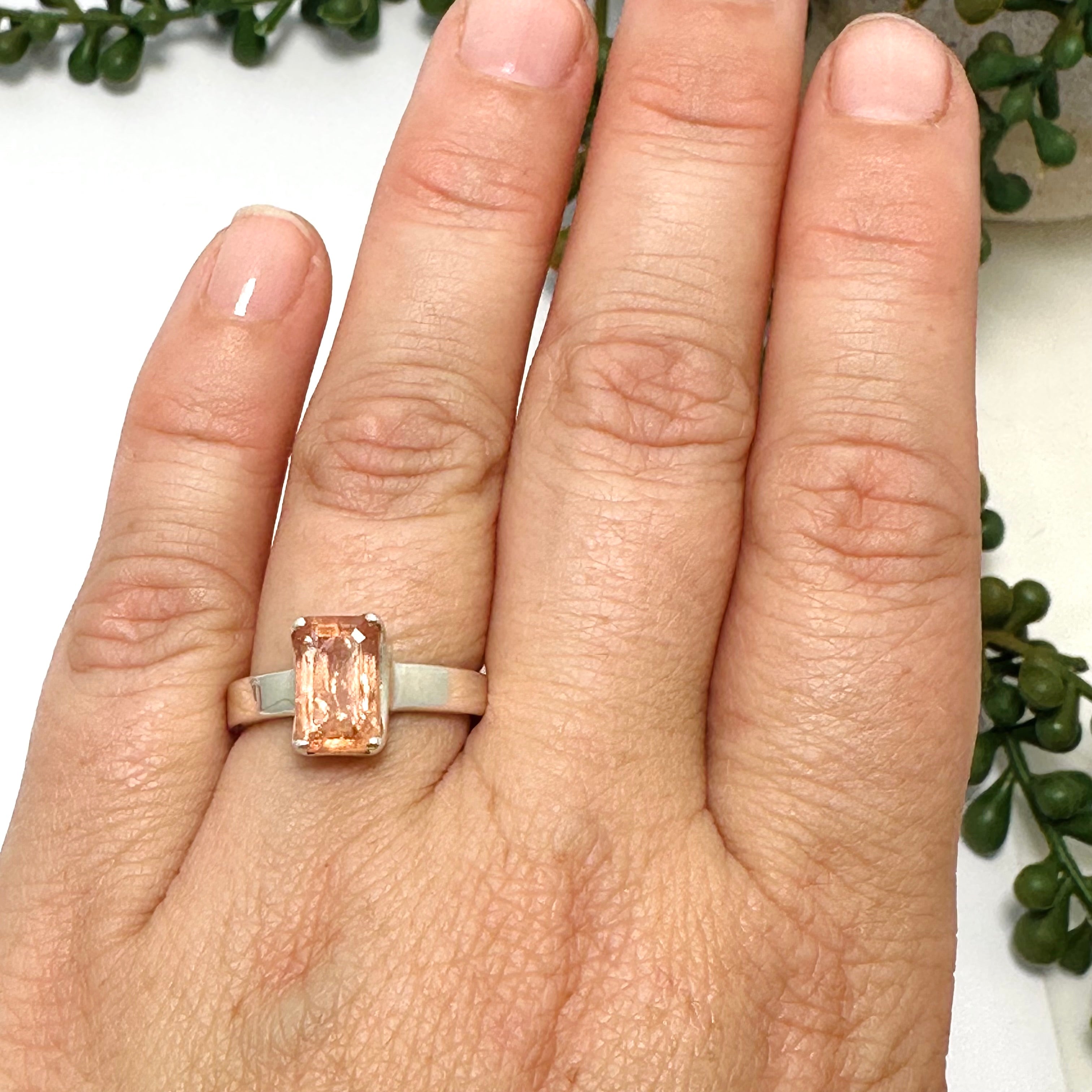 Imperial Topaz Rectangular Faceted Ring - Size 7 - PRGJ768 - Elegant Jewelry for Weddings, Parties & Special Occasions