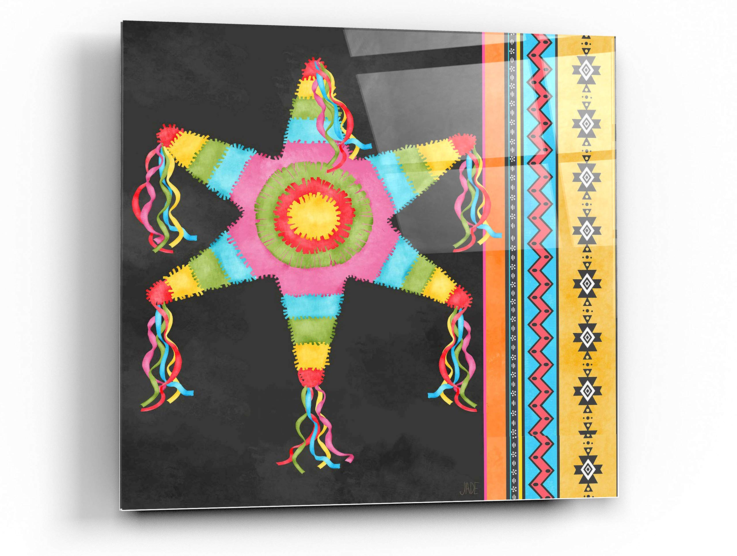 Epic Art 'Pinata Party II' by Jade Reynolds - Vibrant Acrylic Glass Wall Art Painting 36x36 Inches - Perfect for Living Room, Bedroom or Office Decor