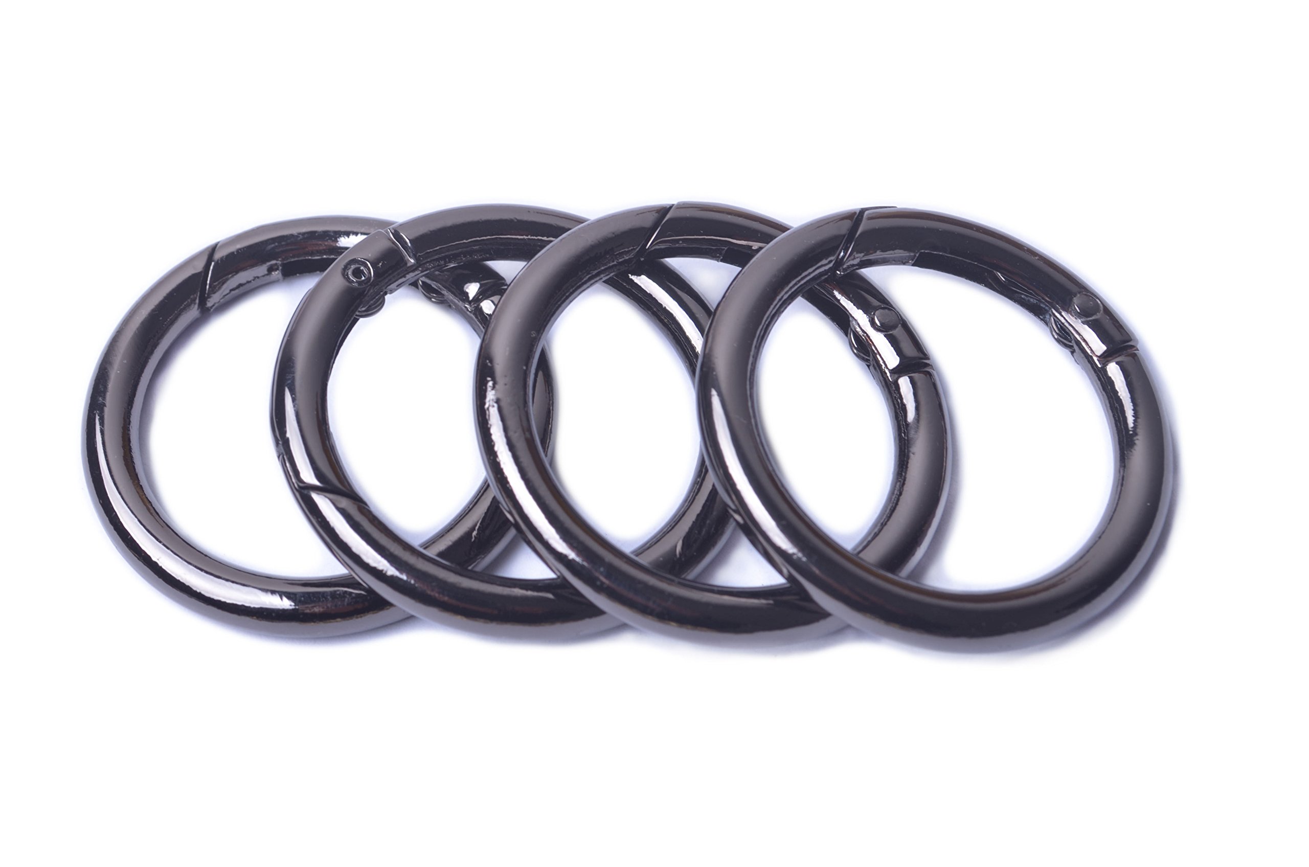 8pcs Black Gun Spring O Ring, 1 Inch (2.5cm) Round Carabiner Snap Clip Trigger Spring Keyring Buckle - Durable O Ring for Bags, Purses, Backpacks, Keychains & Outdoor Gear - Perfect for Camping, Hiking, Travel & Everyday Carry Accessories