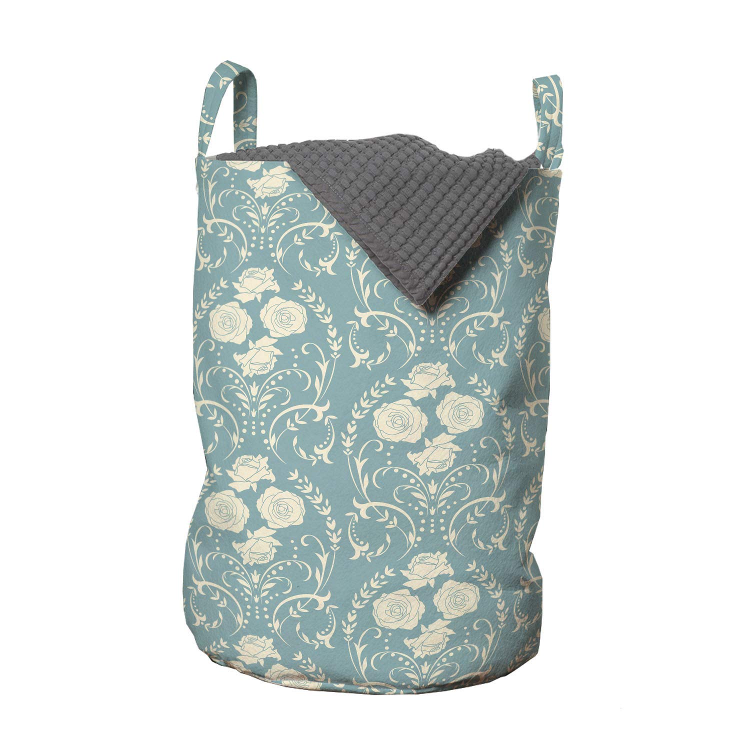 Ambesonne Rose Laundry Bag with Swirling Leaf & Stem Wreaths Pattern - 13
