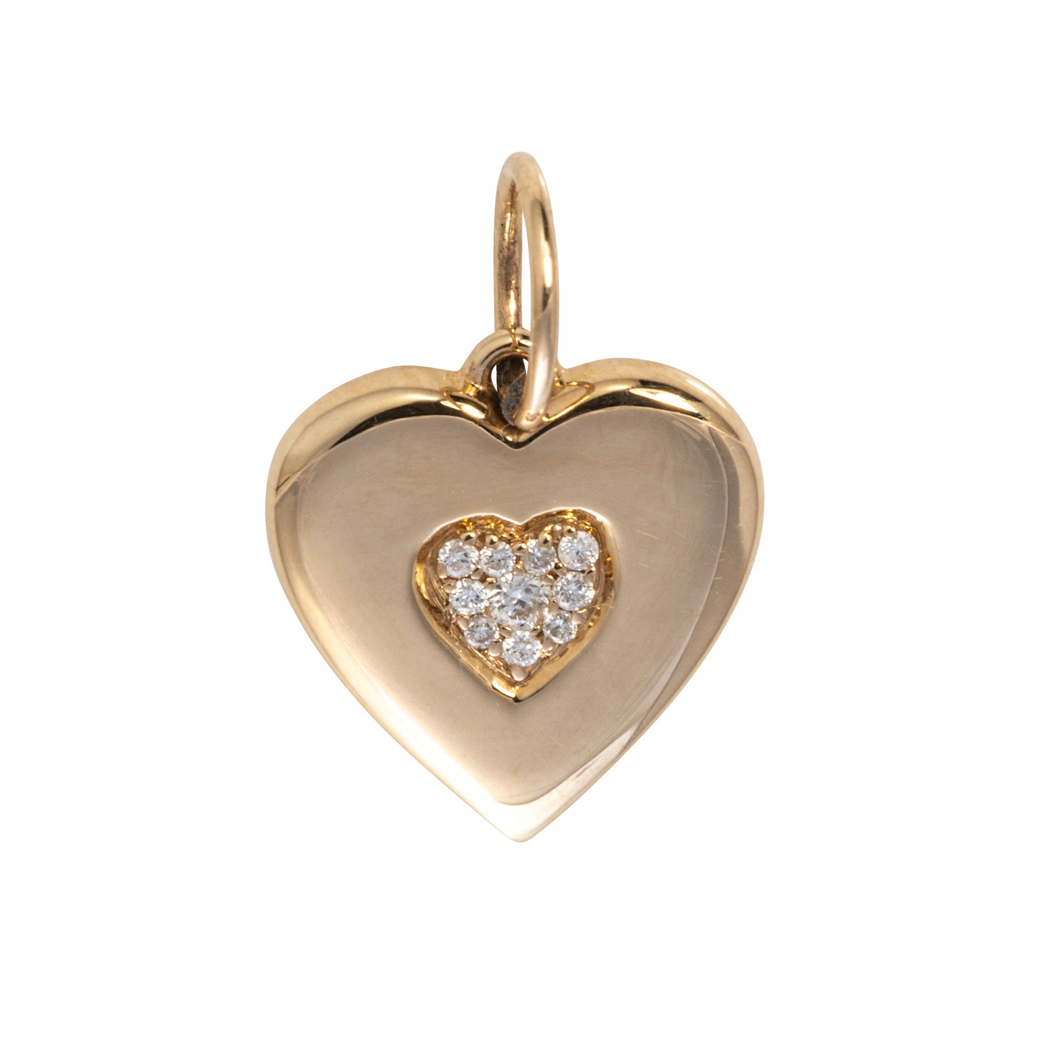 14K Yellow Gold Diamond Pavé Heart Charm Pendant - Perfect for Valentine's Day Gifts, Anniversary Presents & Romantic Jewelry
