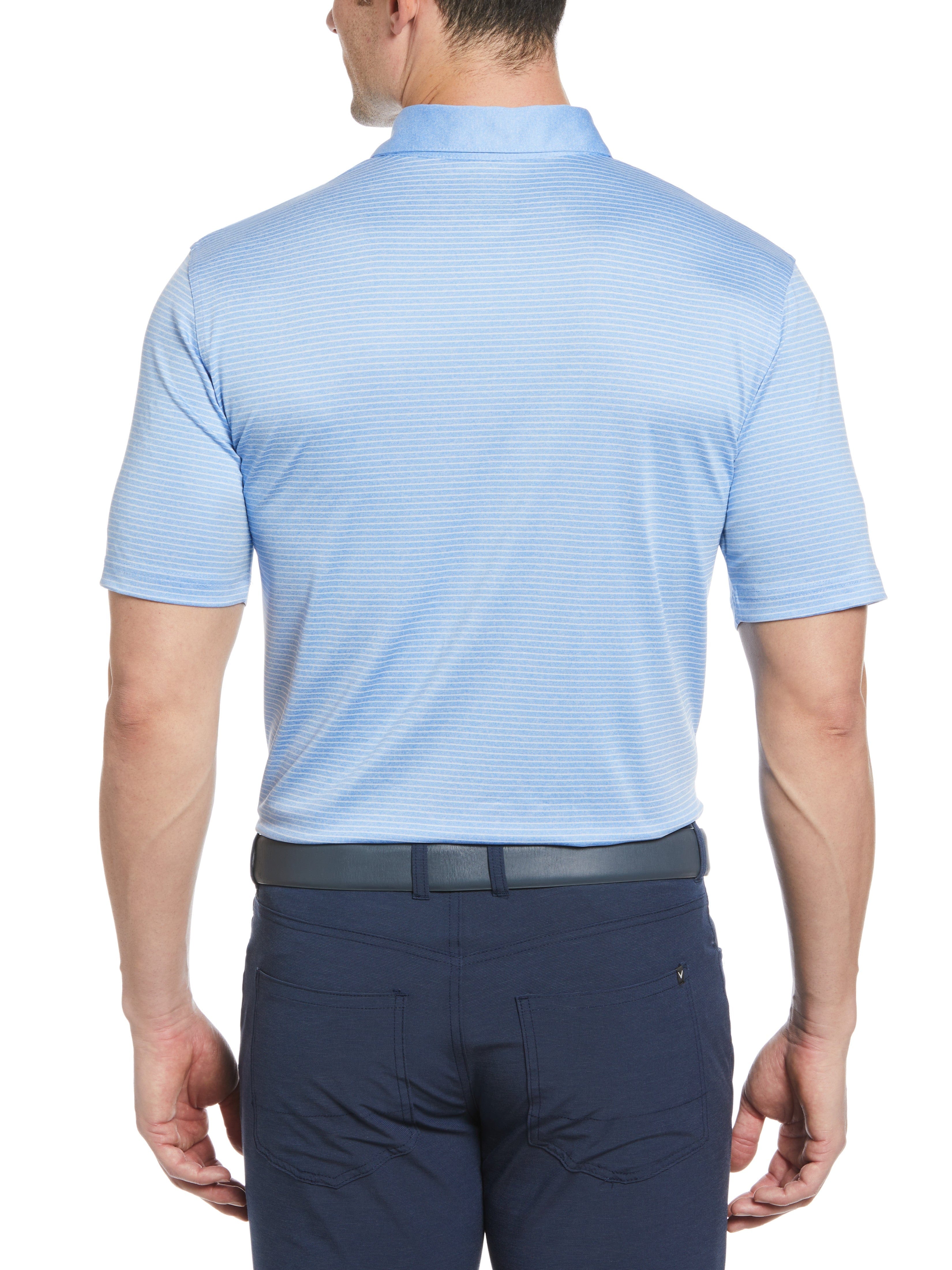 Men's Heather Micro Stripe Golf Polo Shirt - Breathable Moisture-Wicking Performance Tee for Golf, Tennis & Casual Wear