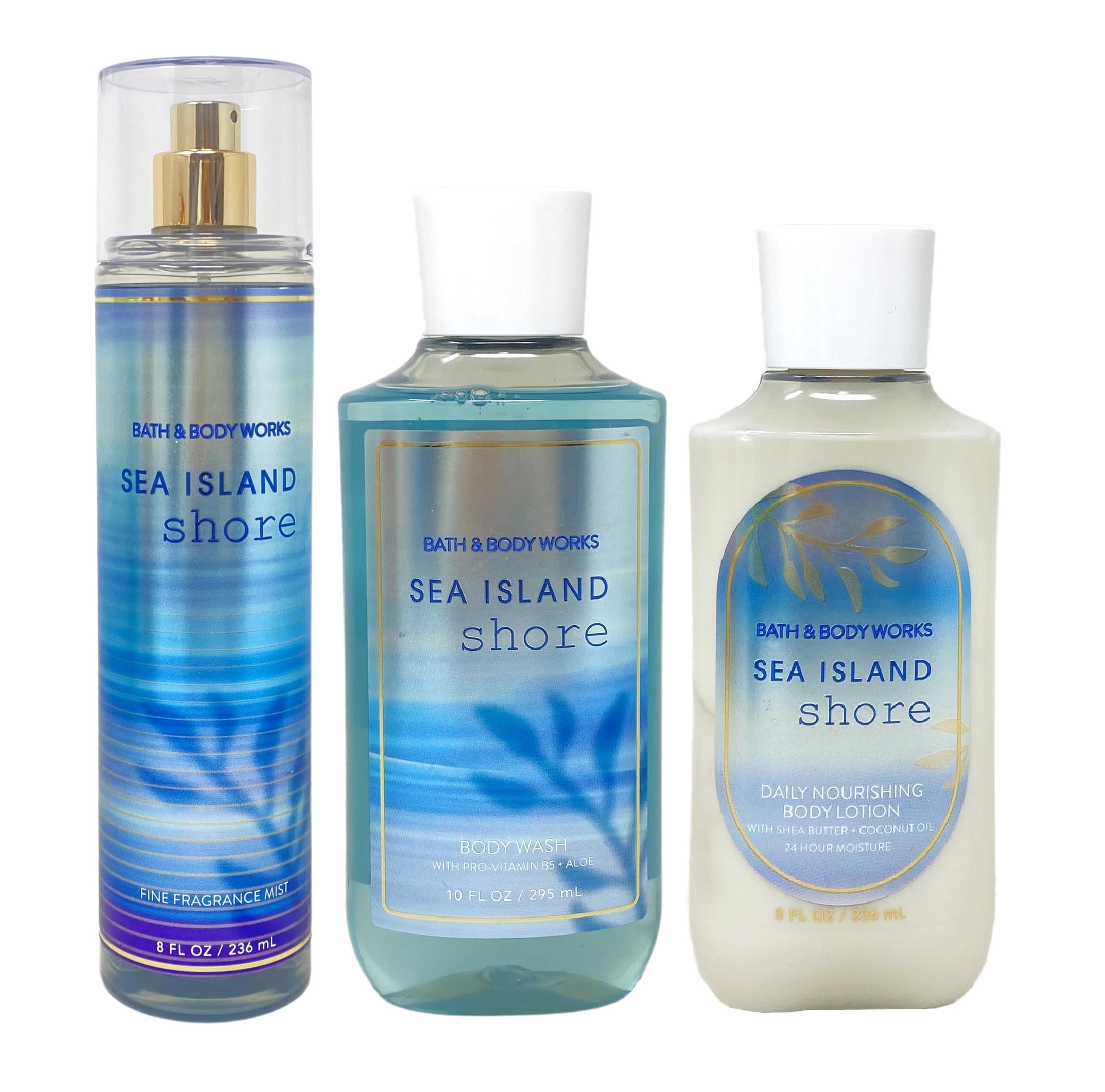 Sea Island Shore Trio Gift Set - Fine Fragrance Mist, Body Wash & Lotion (Full Size) | Bath & Body Works | Perfect for Spa Day, Relaxation & Gifting