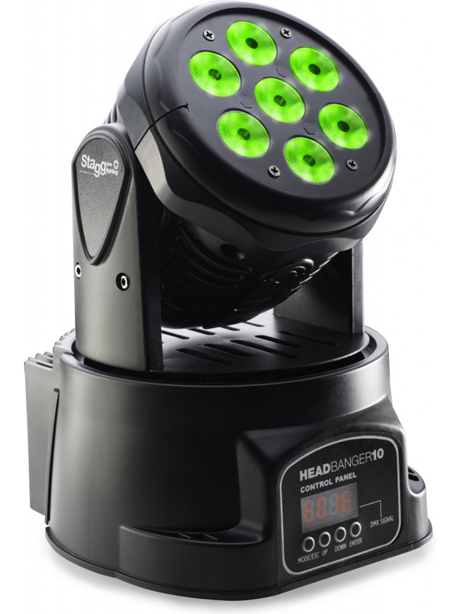 Stagg SLI MHW HB10-1 LED Moving Head Light - 10 Bright LEDs for Stage Lighting, DJ Shows & Indoor Events | Professional Stage Lighting Equipment for Concerts, Clubs & Theaters