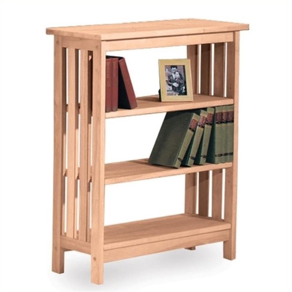BOWERY HILL 36 Inch 3 Shelf Unfinished Bookcase - Rustic Wood Bookshelf for Living Room, Bedroom, Home Office & Library Storage