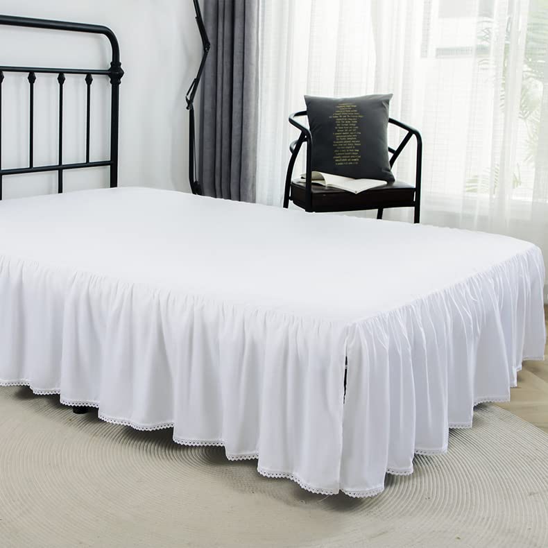 Elegant Ruffled Microfiber Bed Skirt with Split Corners - 14 Inch Drop, Twin Size (39