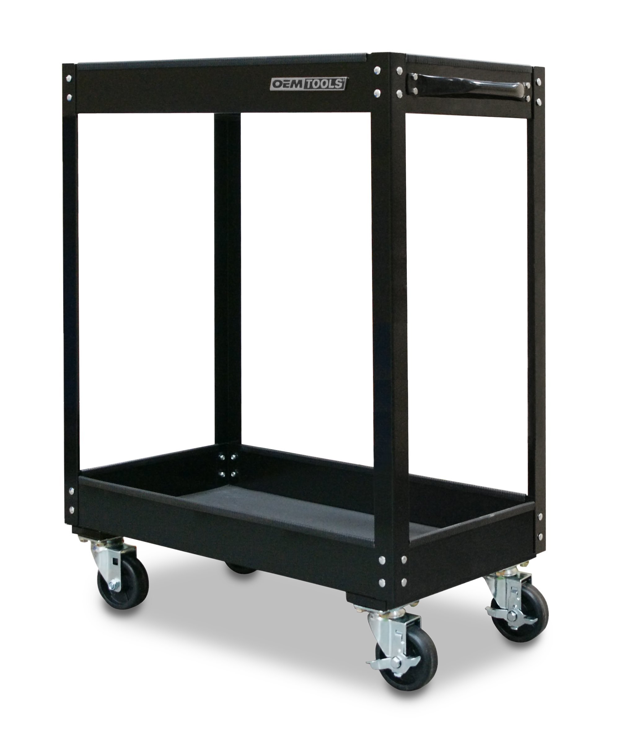 OEMTOOLS 24959 2-Tray Heavy Duty Service Cart, 30 Inch Rolling Utility Cart with Locking Wheels - Perfect for Automotive Repair, Garage Organization & Workshop Storage