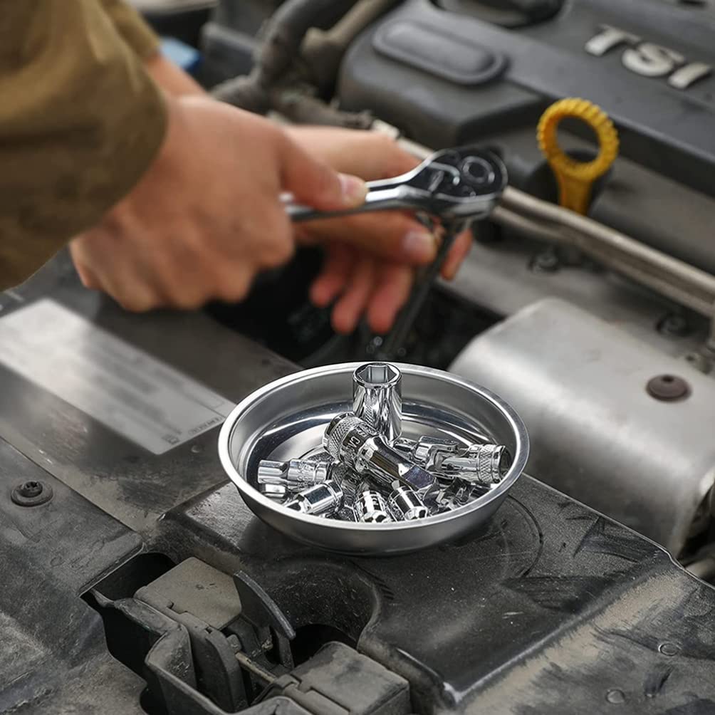 3-Piece Magnetic Tool Tray Set - Heavy Duty Magnetic Screw Holder & Parts Bowl for Mechanics - Perfect for Auto Repair, DIY Projects & Workshop Organization