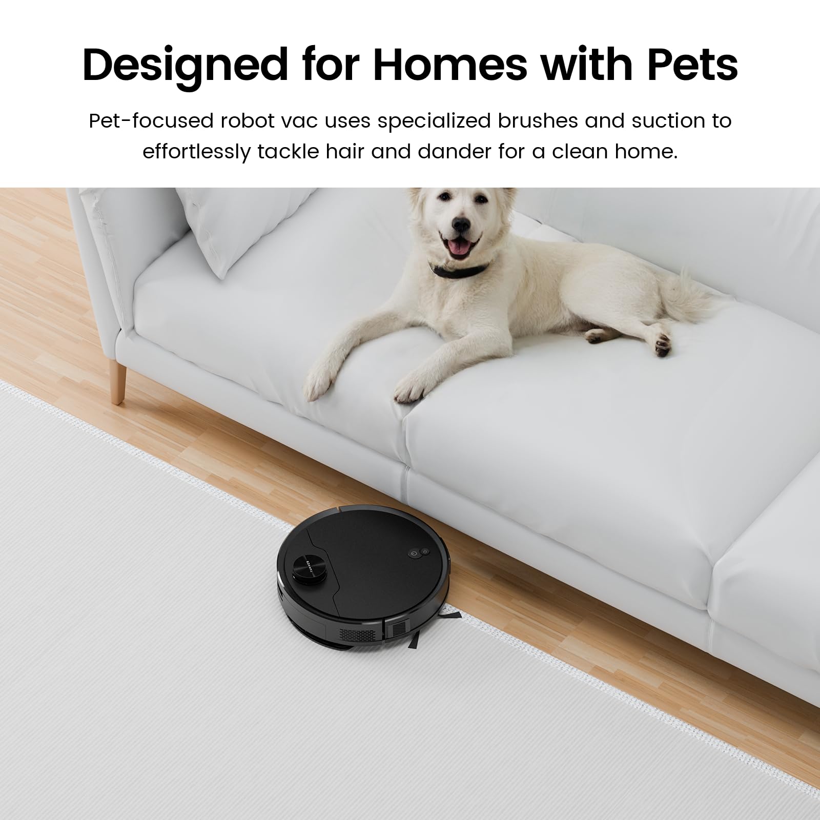 Low-Pile Carpet Robot Vacuum Cleaner with 360° LiDAR Navigation | 153 Mins Runtime | Wi-Fi/App Control | Strong Suction for Pet Hair | Advanced Obstacle Avoidance | Ideal for Hardwood Floors & Carpets | Perfect for Pet Owners & Busy Households