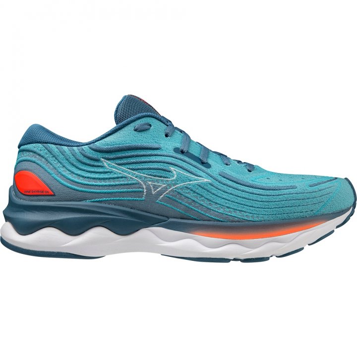Mizuno Wave Skyrise 4 Running Shoes for Men - Blue Ashes/Nimbus Cloud/Soleil - Lightweight Cushioned Road Running & Training Shoes for Marathon, Jogging & Gym Workouts