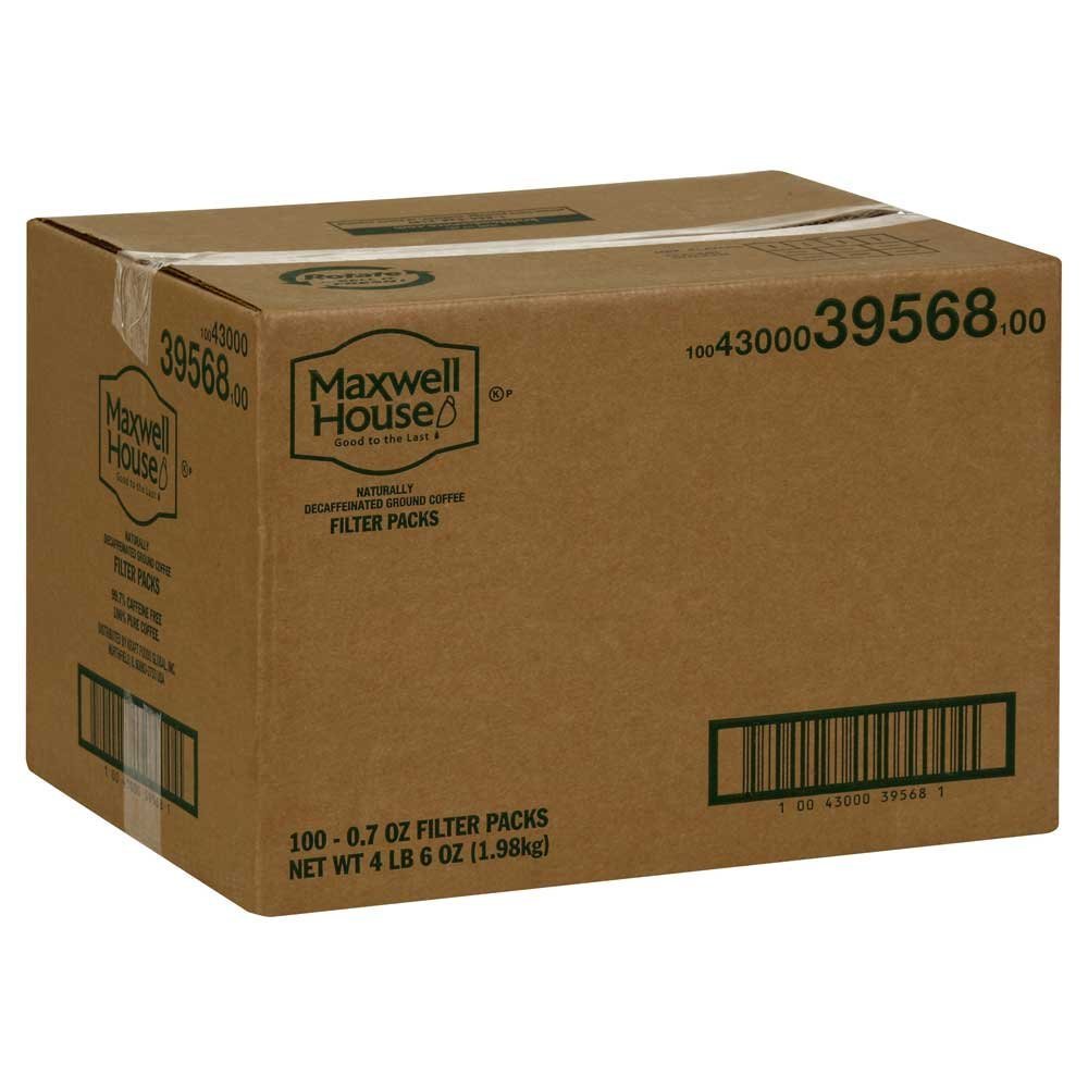 Maxwell House Decaf Ground Coffee - 100 Single Serve Packets (0.7oz Each) | Perfect for Office, Home & Travel | Rich Flavor, Caffeine-Free Coffee