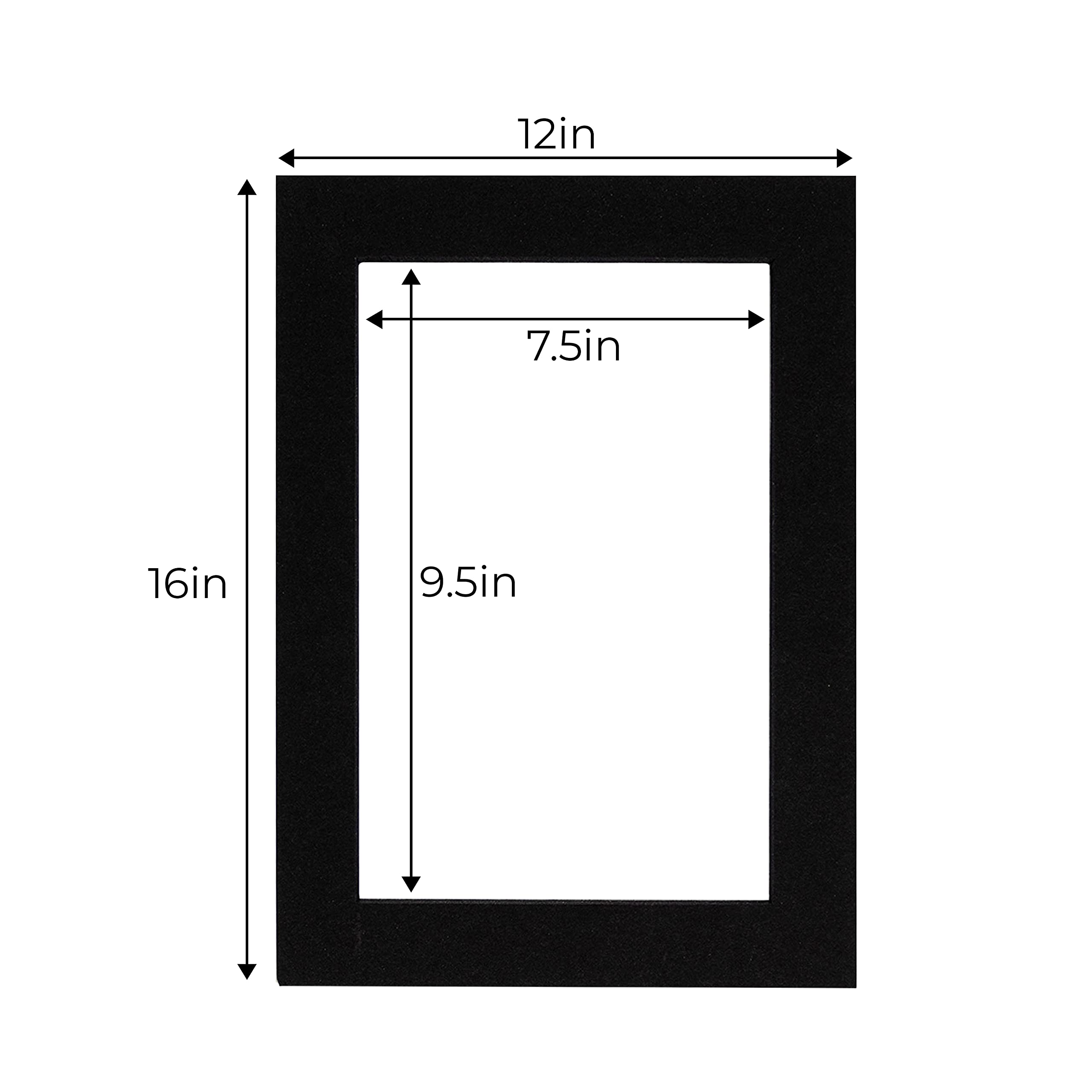 Black Acid-Free 12x16 Picture Frame Mat with Black Bevel Cut Core for 8x10 Photos - Fits Standard 12x16 Frames - Pack of 10 - Perfect for Home Decor, Gallery Displays & Photo Preservation