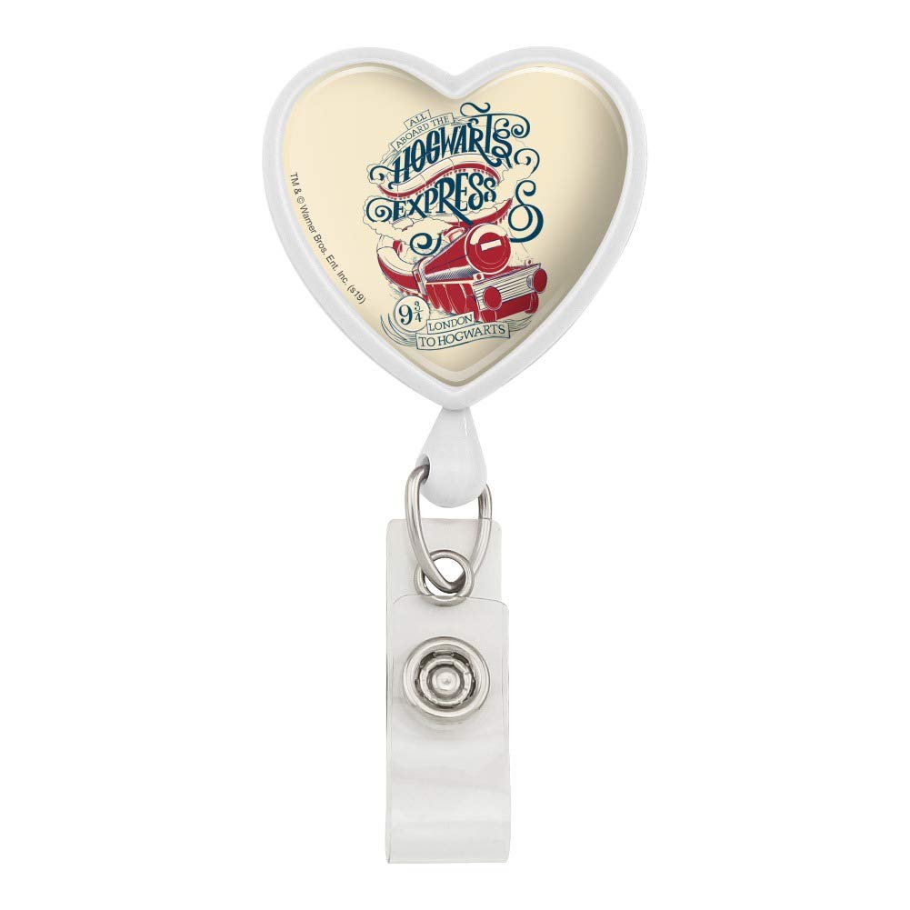 Harry Potter Hogwarts Express Heart Lanyard Retractable Reel Badge ID Card Holder - Official Licensed Merchandise for Fans, Students & Office Workers | Perfect for HP Conventions, School IDs & Work Badges