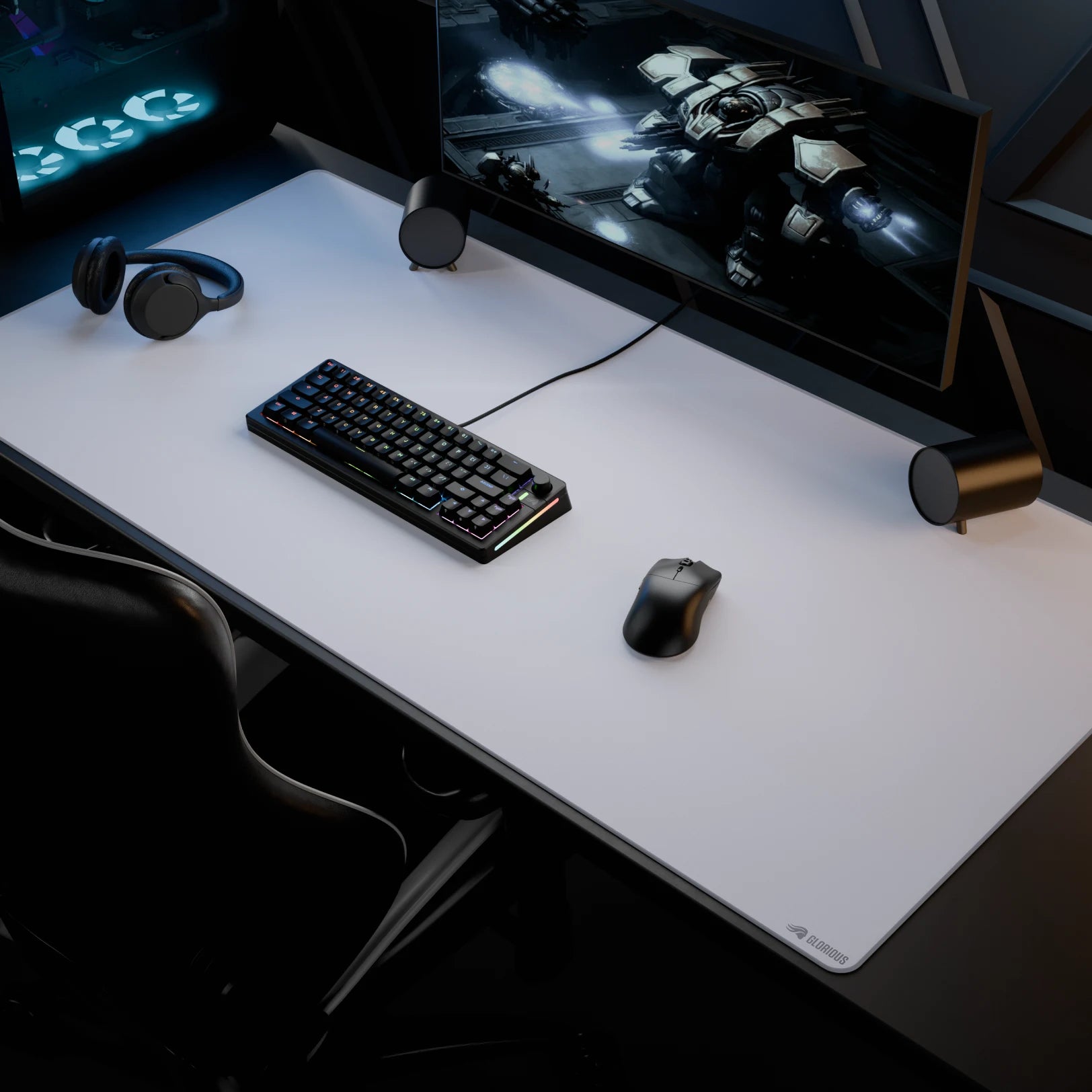 GMP 2 White Stitched Cloth Gaming Mouse Pad - Large Non-Slip Surface for PC & Laptop - Perfect for Esports, Office Work & Home Gaming Setup