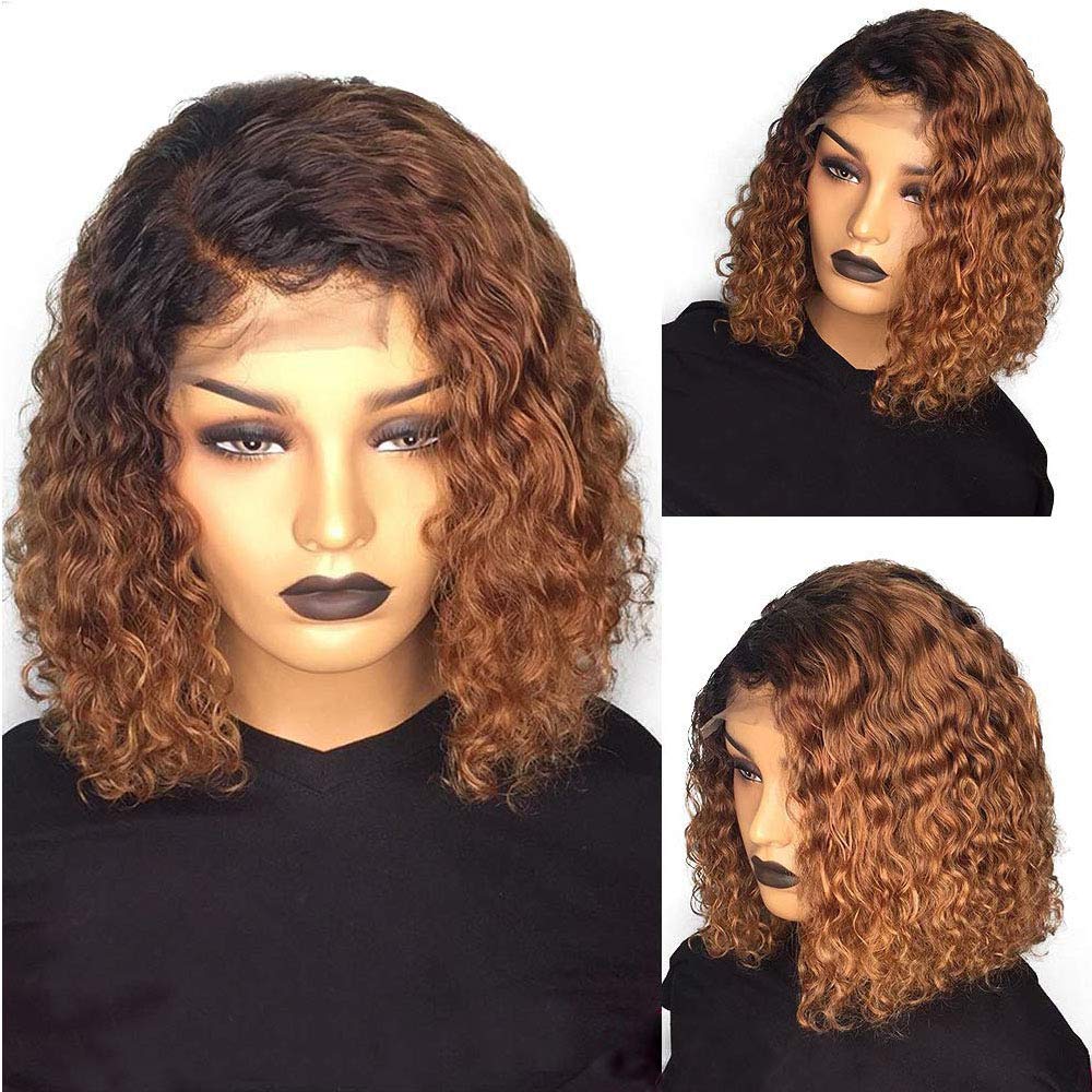 1B/30 Ombre Curly Human Hair Wig 13x6 Lace Front Wig for Black Women - Brazilian Remy Hair with Pre-Plucked Hairline & Baby Hair (150% Density) | Perfect for Daily Wear, Parties & Special Occasions