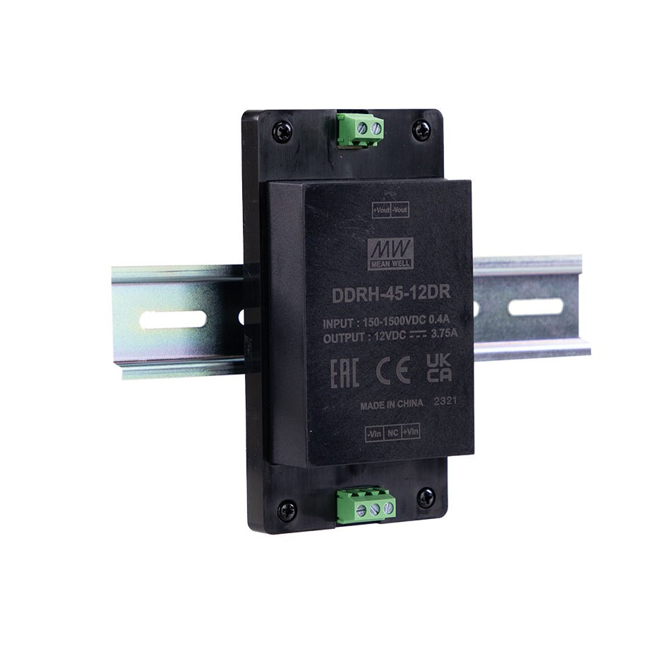 Mean Well DDRH-45-15DR Ultra Wide Input DC-DC Converter 45W 15V DIN Rail Mount - Power Supply for Industrial Automation, LED Lighting & Telecom Equipment