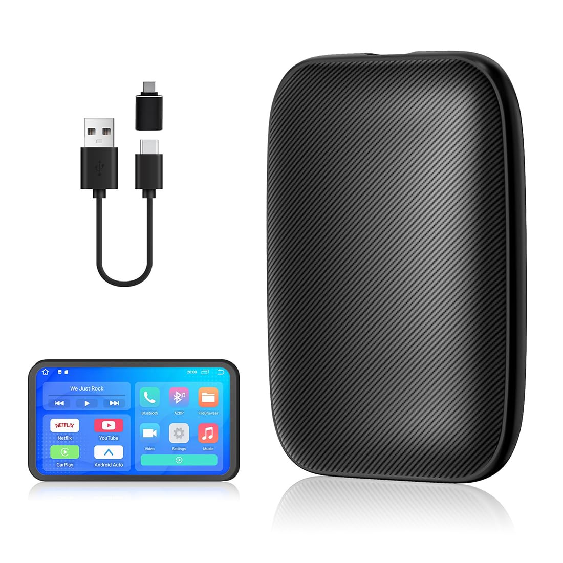 2-in-1 Wireless CarPlay & Android Auto Adapter - AI Box for Android 8.1 with Built-in Netflix/YouTube, Bluetooth & WiFi - Convert Wired to Wireless for Seamless Car Entertainment - Perfect for Road Trips & Commuting