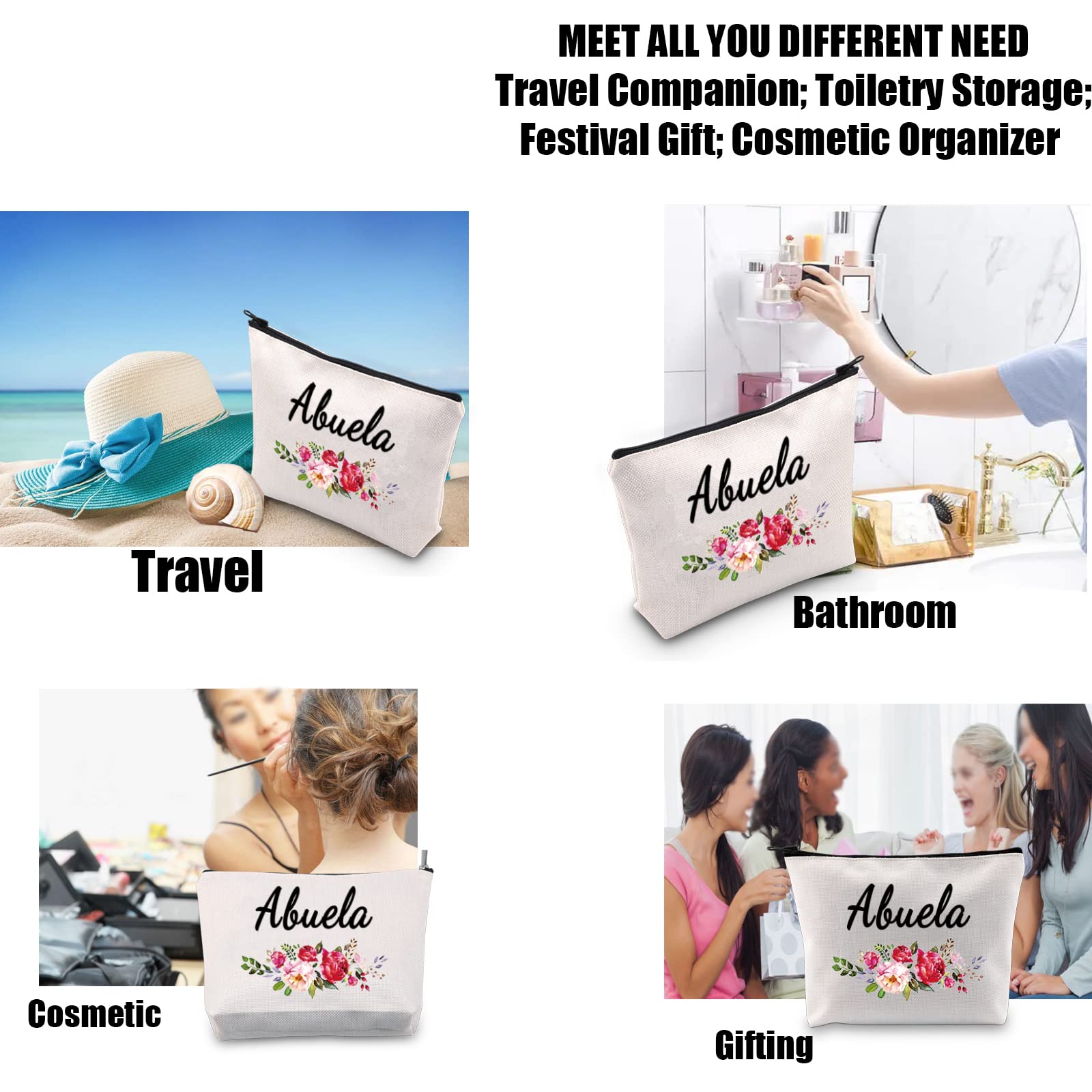 JYTAPP Spanish Abuela Makeup Bag - Best Grandma Ever Gift for Birthday, Mother's Day & Special Occasions - Perfect Cosmetic Pouch for Travel, Home & Daily Use