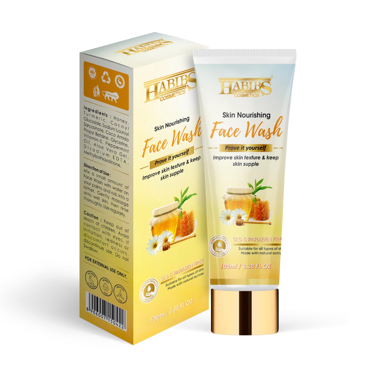 Habibs Nourishing Face Wash for Even Skin Tone - Deep Cleansing, Moisturizing & Brightening Formula (100ml) | Gentle Daily Cleanser for Oily, Dry & Sensitive Skin | Perfect for Morning & Night Skincare Routine