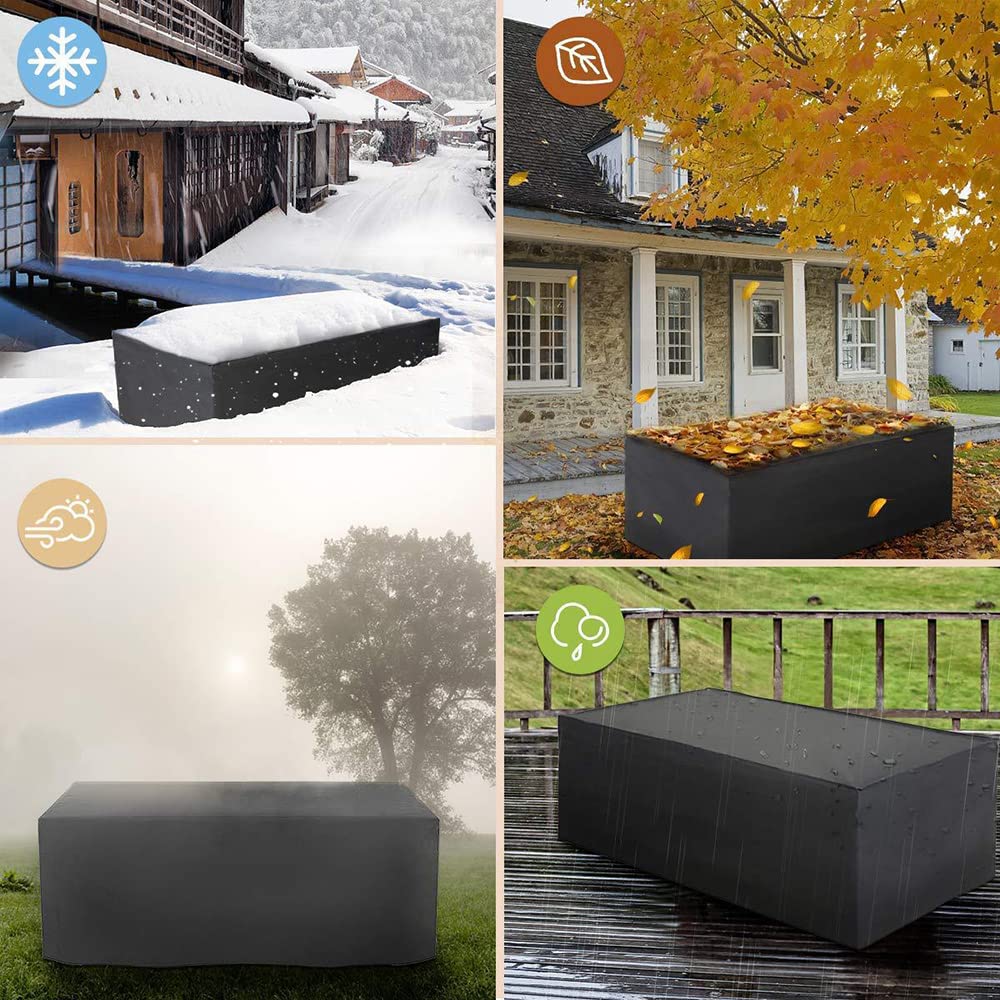 Waterproof 600D Oxford Fabric Patio Furniture Covers - Outdoor Weatherproof Table & Couch Cover for Deck, Lawn, Backyard (92