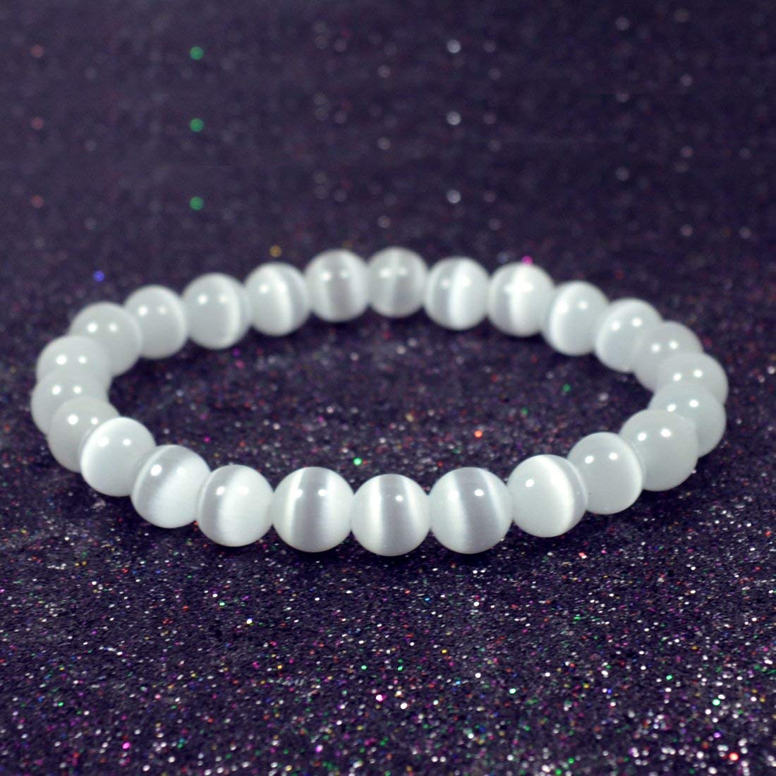 Natural AAA White Selenite Stretch Bracelet - 7-7.5