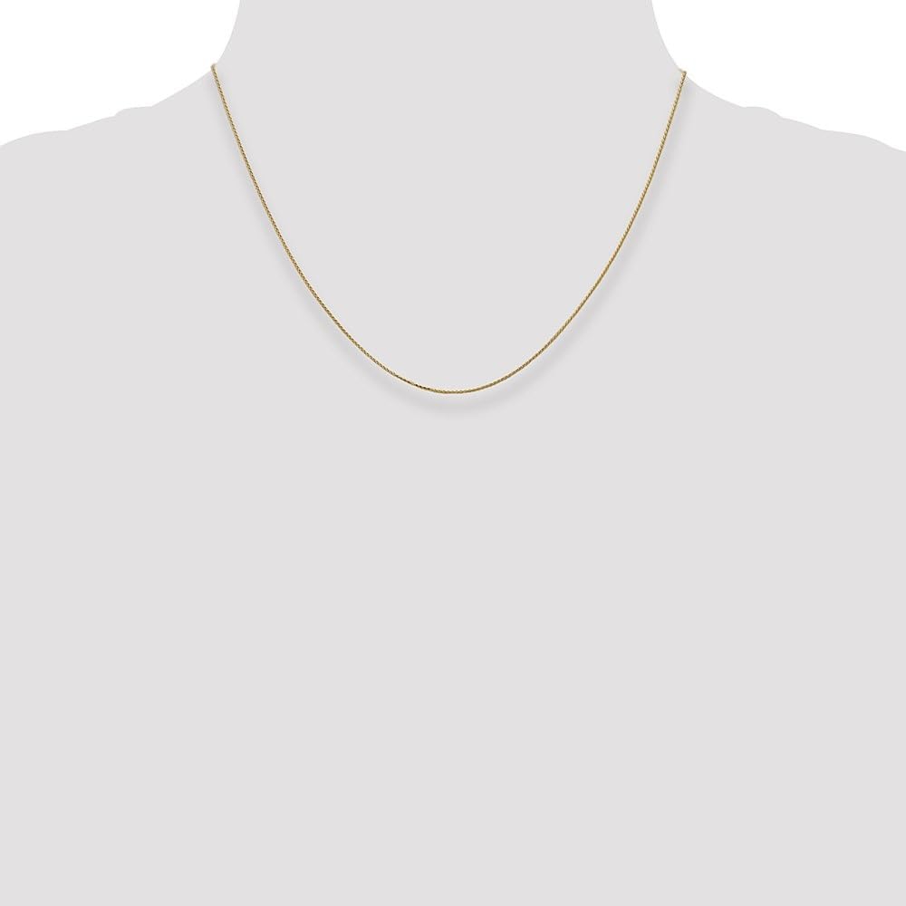 14K Yellow Gold 0.65mm Spiga Chain Necklace 24 Inch - Wheat Pattern Jewelry for Men & Women | Elegant Everyday Wear, Gift for Anniversary & Special Occasions