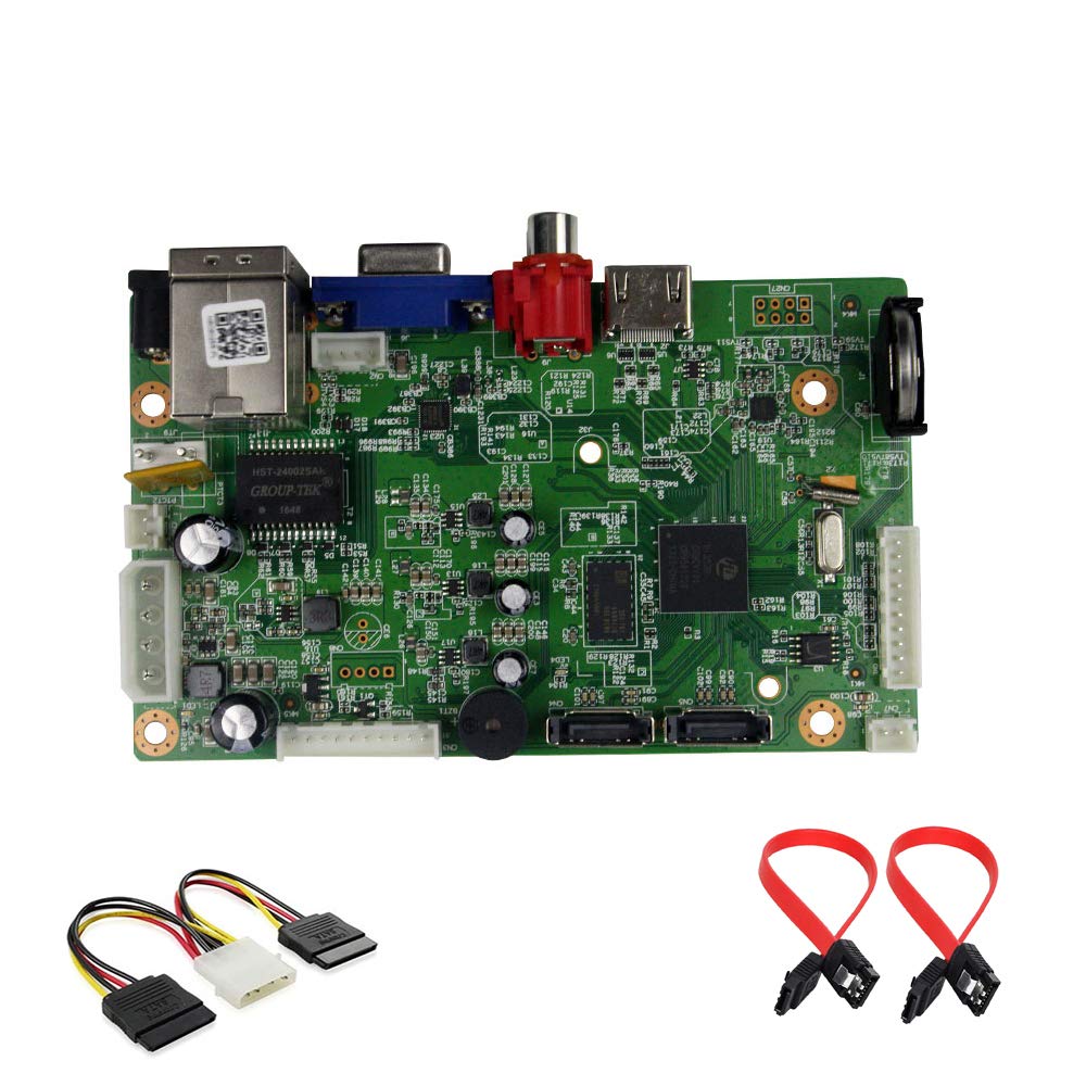 4K 32CH CCTV NVR Board with 2 SATA Ports - 5MP Network Video Recorder Mainboard for Security Systems | Supports 32CH 1080P Input, 1CH Audio, 2x8TB HDD | ONVIF, CMS, XMEYE, P2P Compatible | Ideal for Home & Business Surveillance with Included Cables
