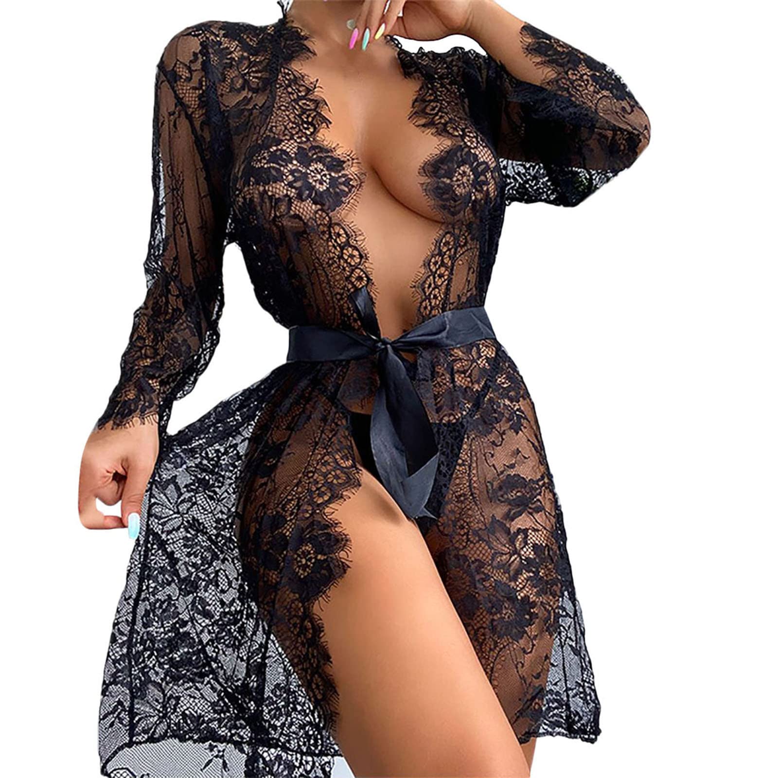 Sexy Women's Lingerie Set - Lace Bow Sleepwear Bra & Panty Set for Valentine's Day, Honeymoon & Romantic Nights | Comfortable Nightwear for Bedroom & Club Wear