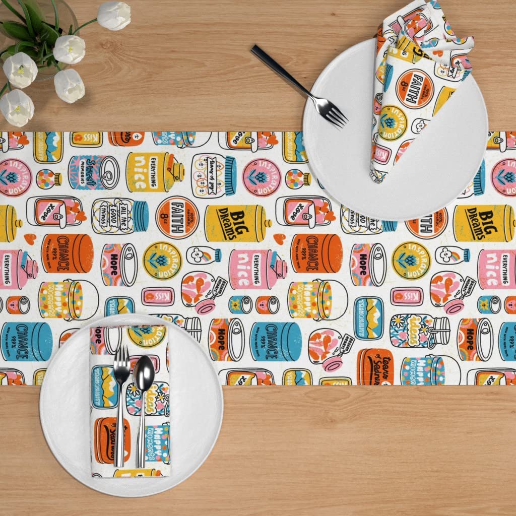 Vintage Life Aspects Canned Goods Pantry Print Cotton Sateen Table Runner - 108