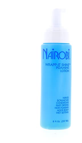 Nairobi Wrapp-It Shine Foaming Lotion 8 oz - Hair Styling & Shine Treatment for Salon-Quality Blowouts, Curls & Smoothing - Professional Hair Care Product for Women & Men