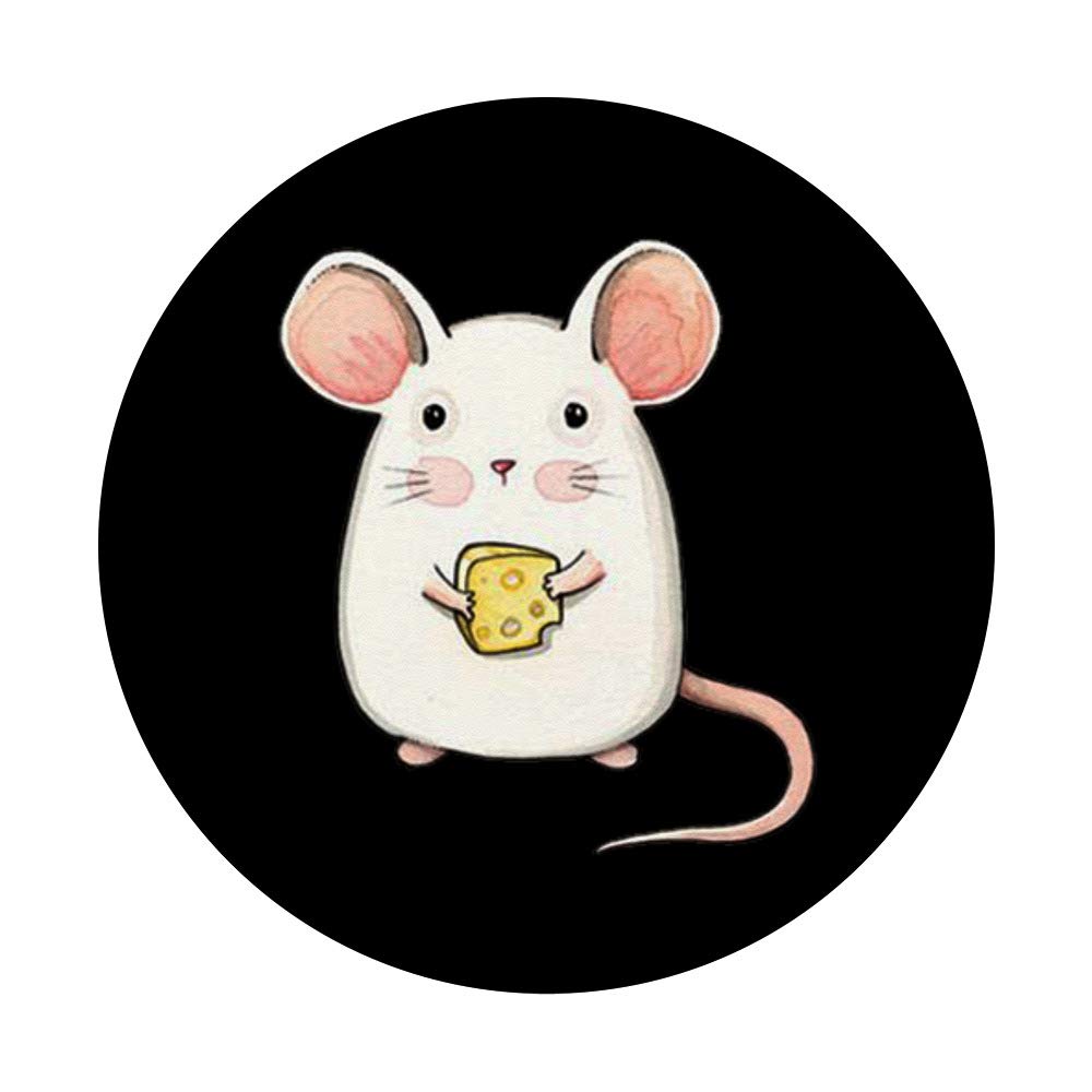 Adorable Mouse Pop Socket Eating Cheese - White | Cute Phone Grip for iPhone & Samsung | Perfect for Selfies, Gaming & Daily Use