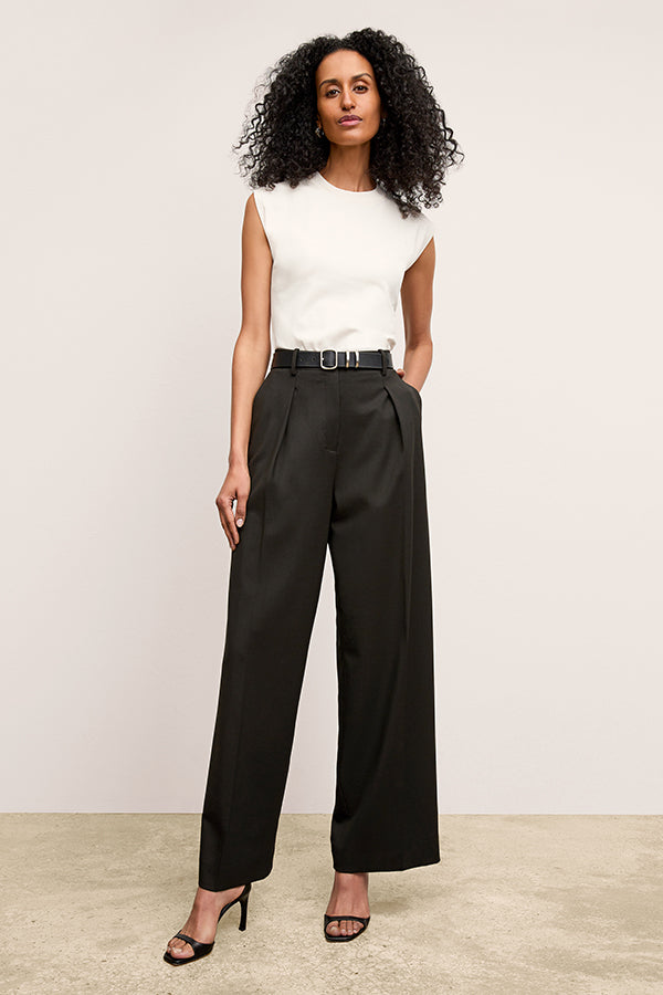 Zuri Pant Washable Wool Twill Pants for Women - Comfortable & Durable Black Trousers for Office, Travel & Casual Wear