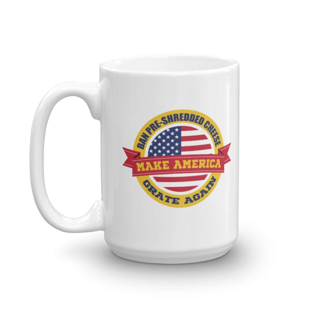 Make America Grate Again! Funny Donald Trump Quote Novelty Coffee Mug with USA Flag Design - 15oz Ceramic Cup for Office Humor, Political Gag Gifts & Tea Lovers