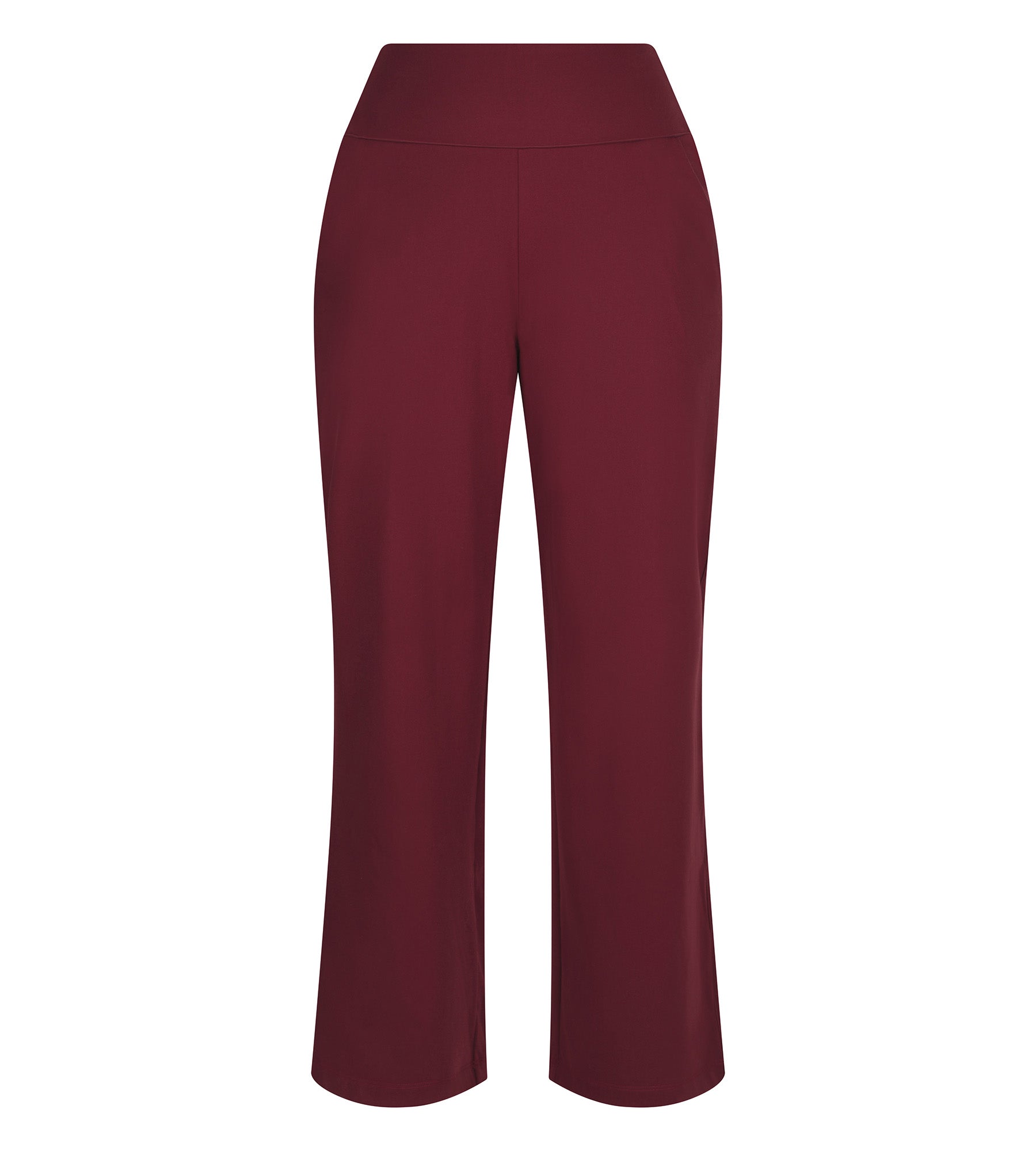 Women's Stretch Jersey Wide Leg Sport Pants in Bordeaux - Comfortable Athletic Lounge Pants for Yoga, Running & Casual Wear