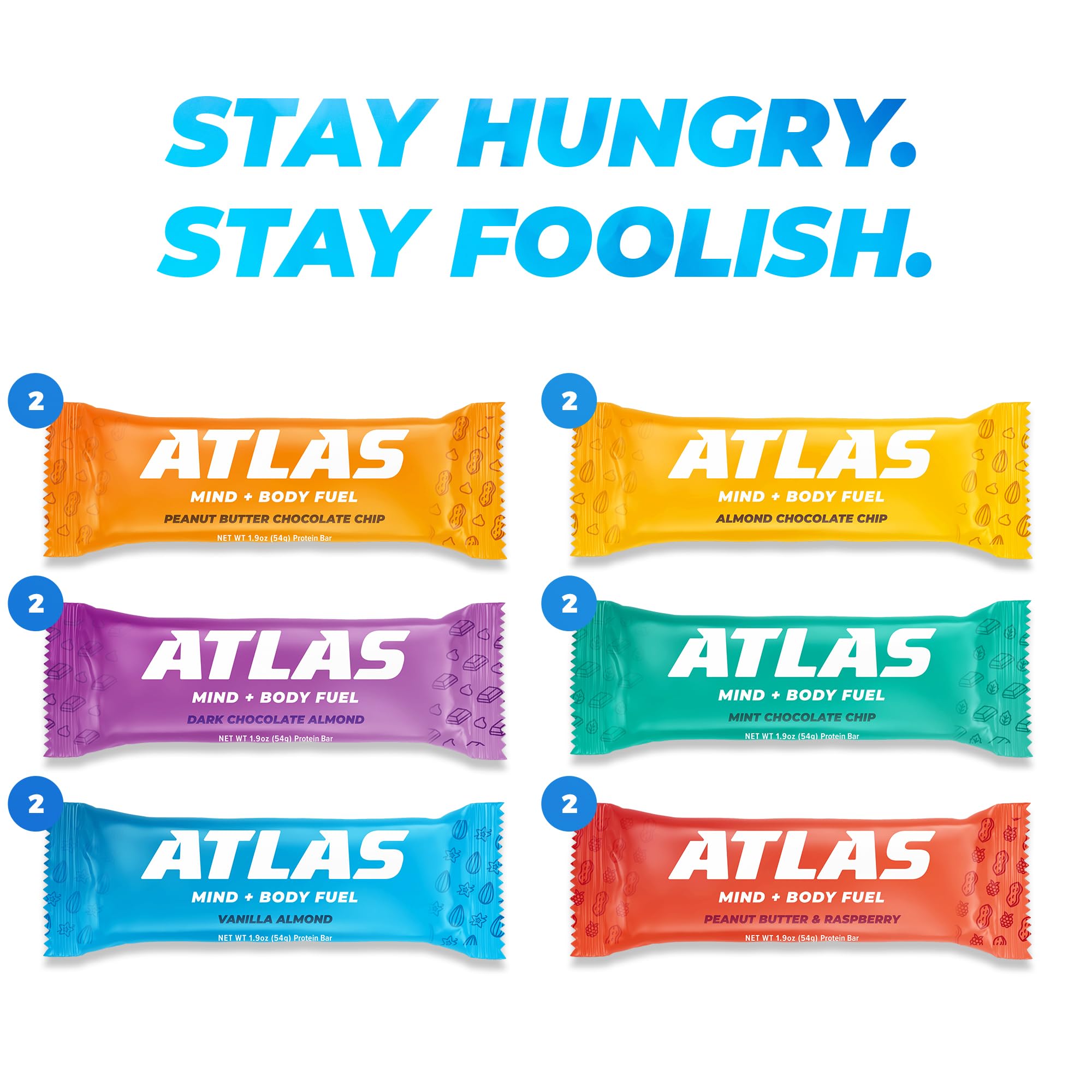 Atlas Protein Bar - 20g Protein, 1g Sugar, Gluten Free Whey Snack Bars (36 Count) | Clean Ingredients for Post-Workout Recovery & Healthy On-The-Go Nutrition
