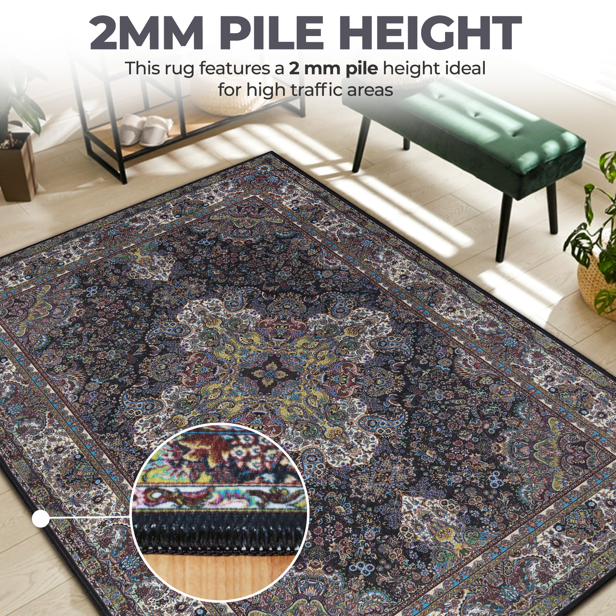 Flamingo Medallion Machine Washable Indoor Area Rug - Non-Slip Soft Living Room Carpet Runner for Bedroom, Hallway & Entryway Decor