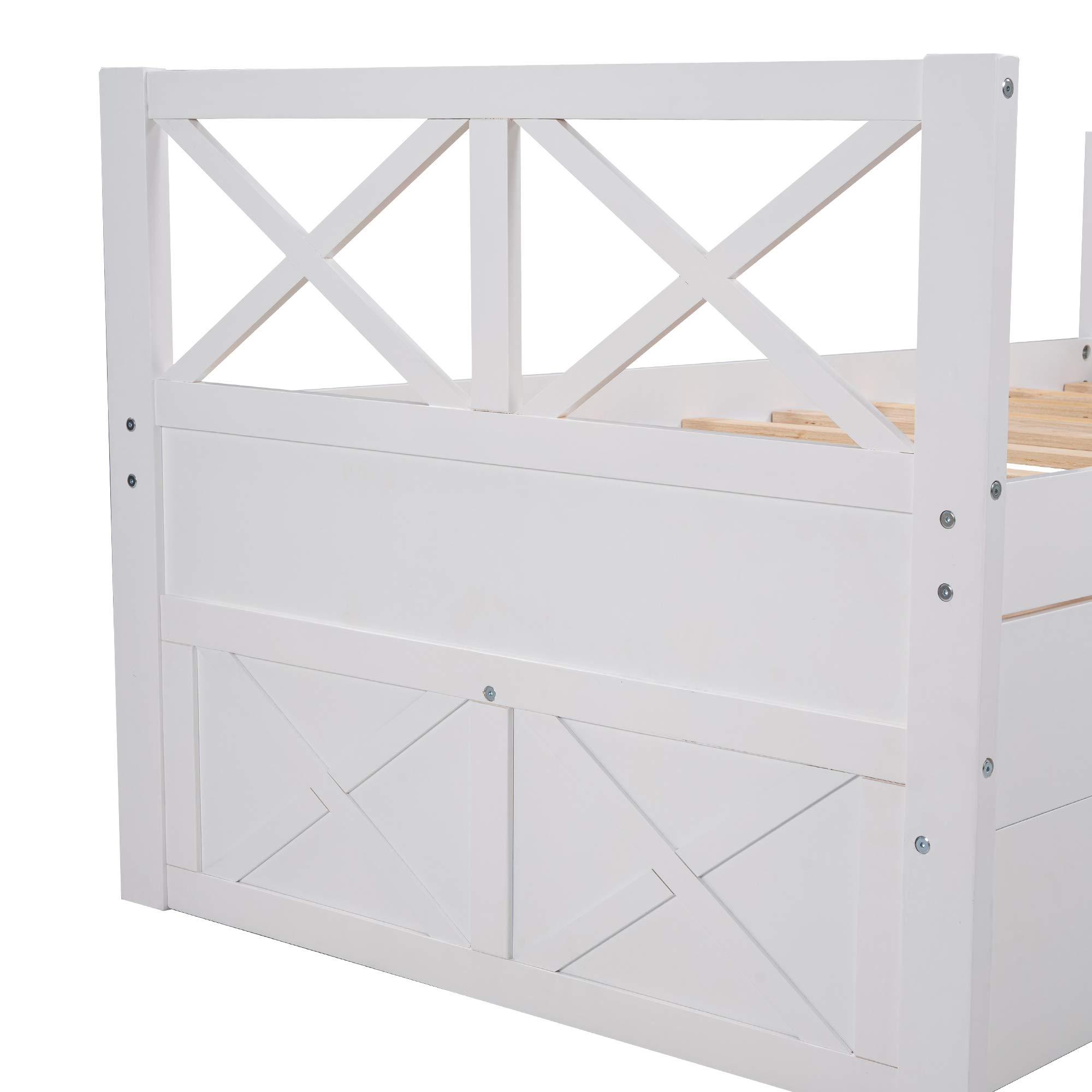 Modern Twin Size Daybed with 2 Drawers & Trundle - Solid Wood Platform Storage Bed Frame with Slat Support - No Box Spring Needed - Perfect for Kids, Teens & Adults (White+2) - Ideal for Guest Rooms, Dorm Rooms & Small Spaces
