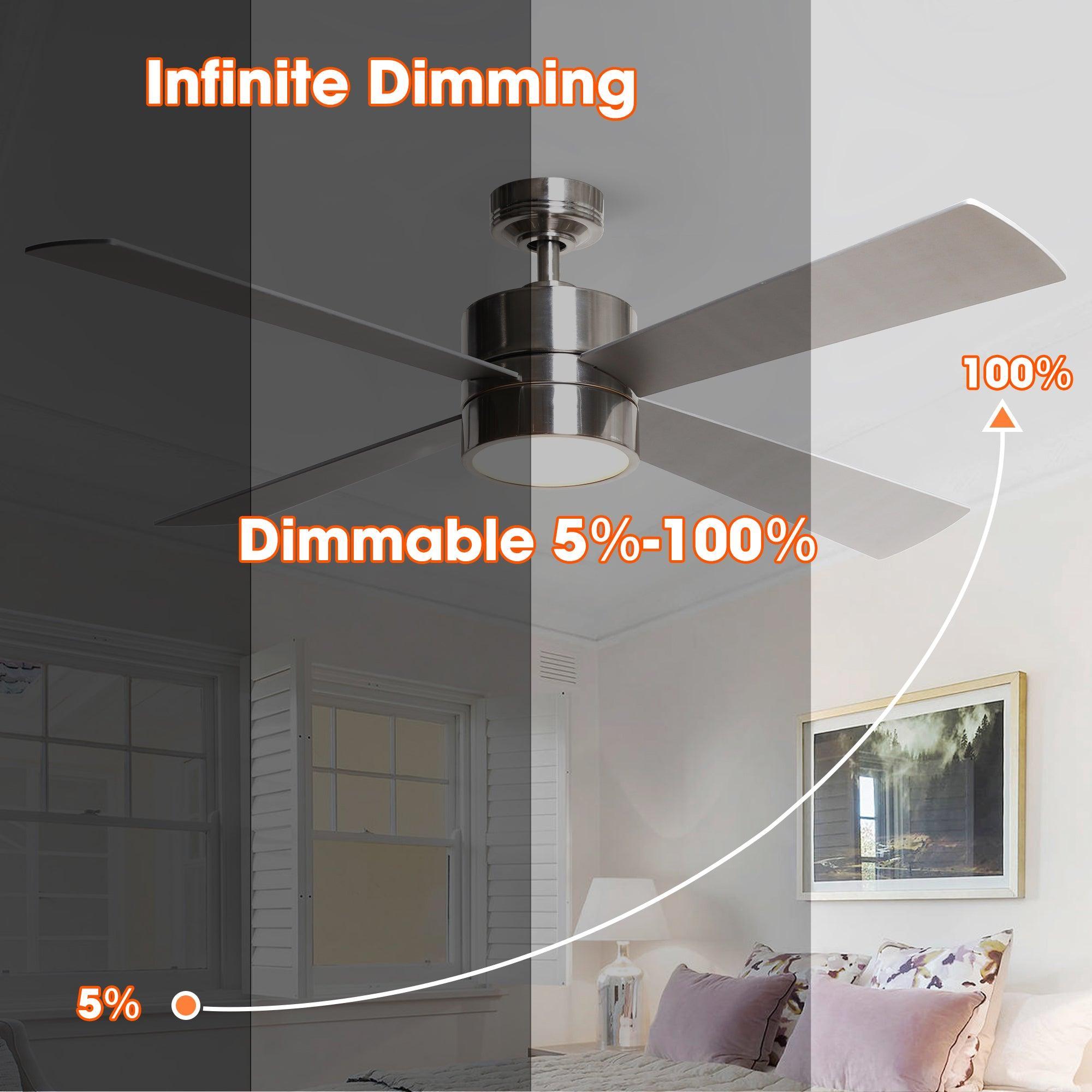 52 Inch Bucholz Industrial Ceiling Fan with Dimmable LED Light - Perfect for Warehouses, Garages, and Large Commercial Spaces