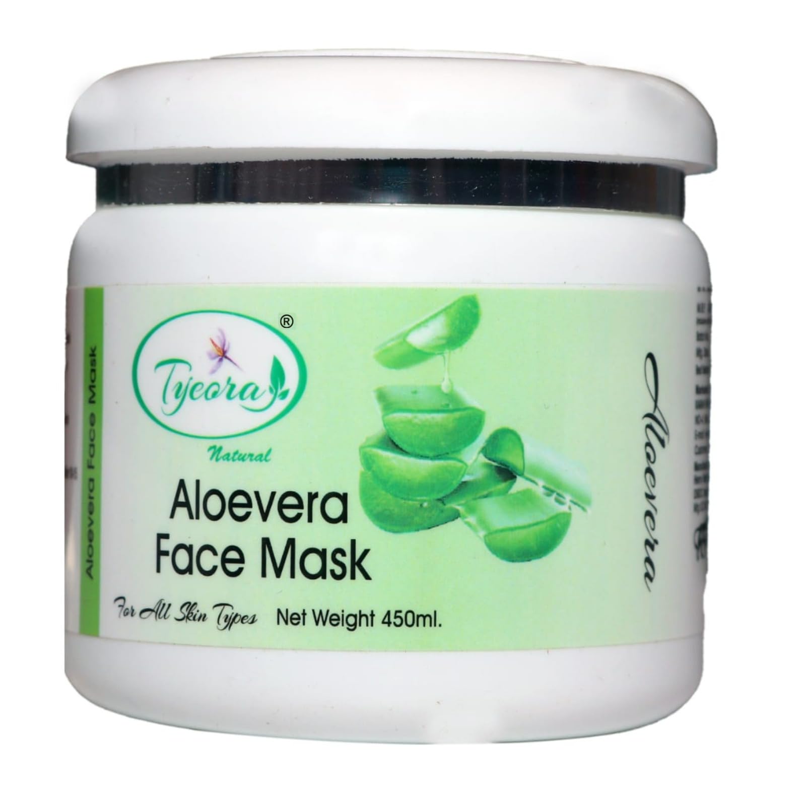 Tyeora Aloe Vera Face Mask 450ml - Hydrating & Soothing Gel for Dry Skin, Acne Relief & Sunburn Care - Perfect for Daily Skincare & Post-Sun Treatment