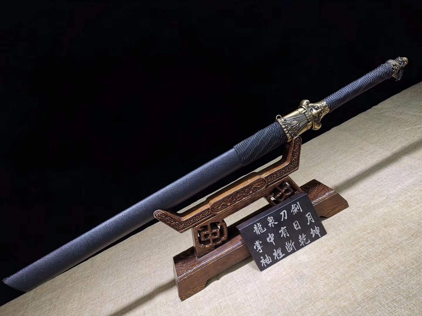 Handmade Full Tang Chinese Dragon Sword - High Carbon Steel Blade & Faux Leather Scabbard | Authentic LONGSWORD Tang Dao for Martial Arts Training, Historical Collection & Unique Gift | Perfect for Cosplay, Display & Chinese Culture Enthusiasts