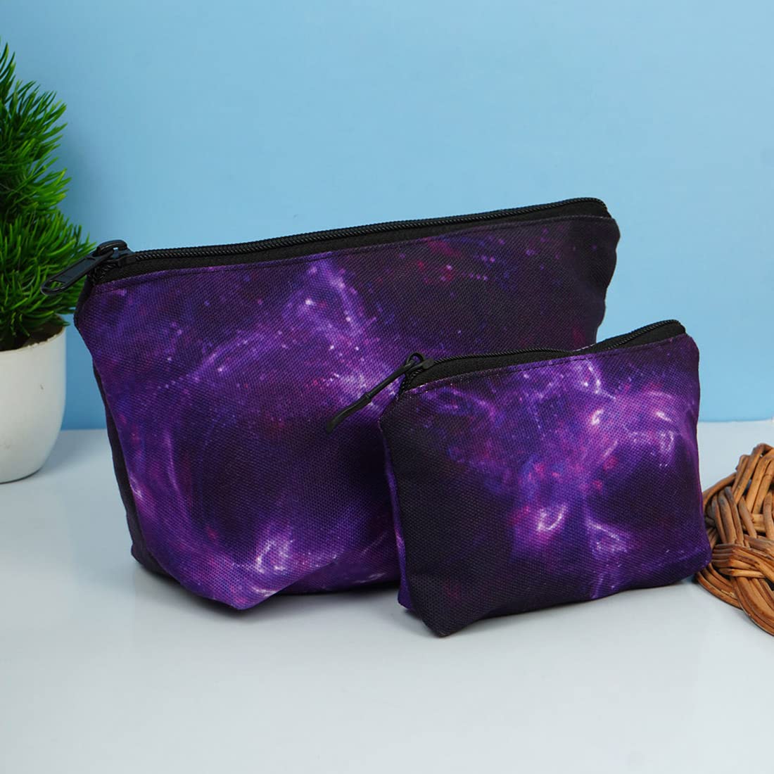 Crazyify 2-Pack Printed Makeup Bags for Travel - Waterproof Cosmetic & Toiletry Pouch Set for Women & Girls - Perfect for Gym, Vacation, and Daily Organizer
