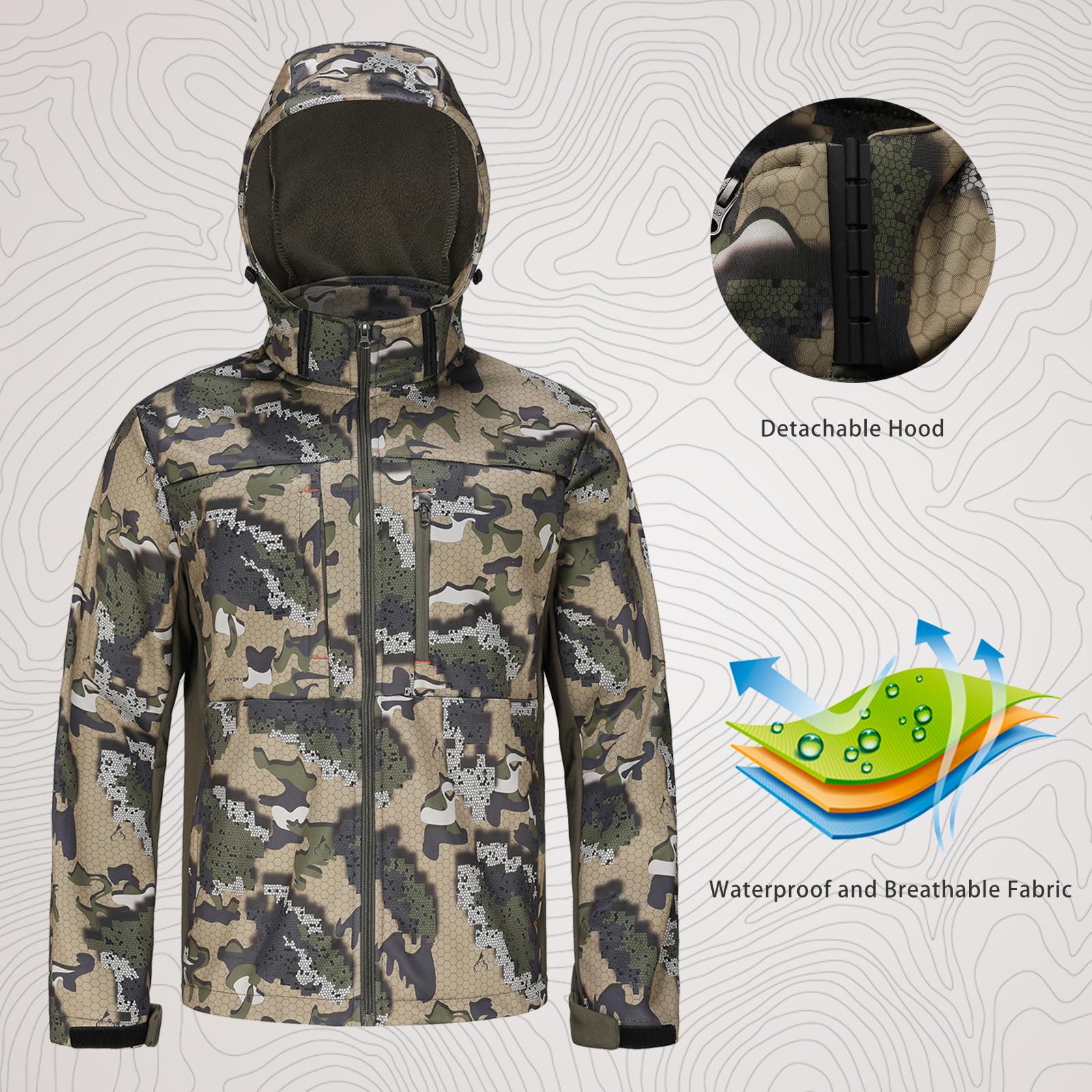 UIIHUNT Men's Fleece-Lined Waterproof Silent Hunting Jacket & Pants Set - Safety Strap Compatible for Cold Weather Hunting Gear | Ideal for Deer Hunting, Turkey Hunting & Outdoor Adventures