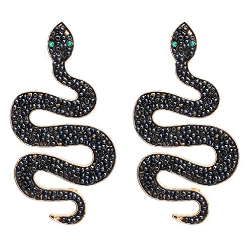 Vintage Long Snake Earrings for Women - Handmade European Resin Bead Drop Earrings, Dangle Stud Jewelry Gift for Girls | Perfect for Parties, Weddings & Everyday Fashion Accessories